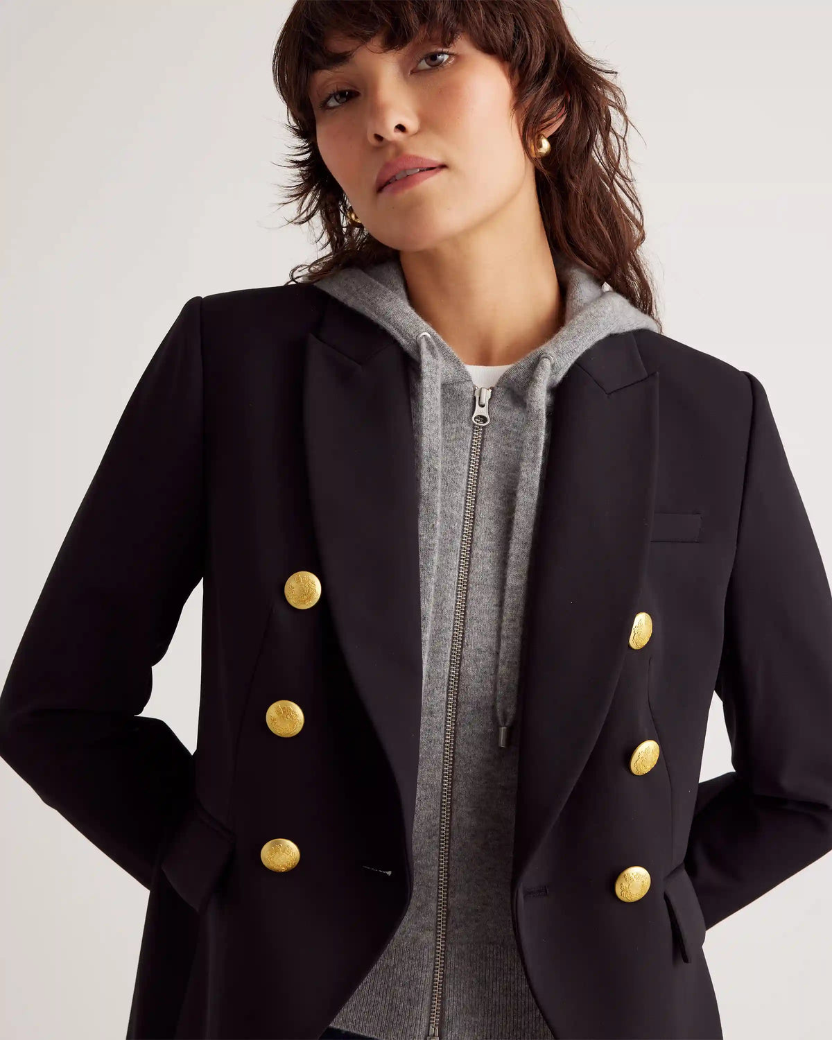 100% Mongolian Cashmere Hoodie Blazer Insert