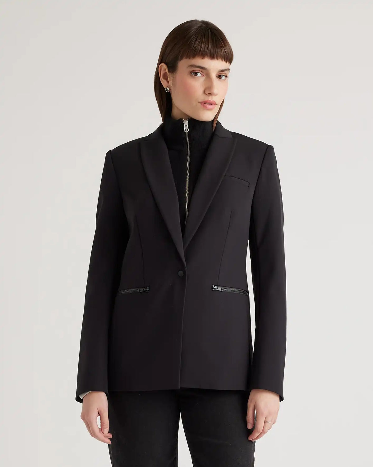 100% Mongolian Cashmere Ribbed Collar Blazer Insert