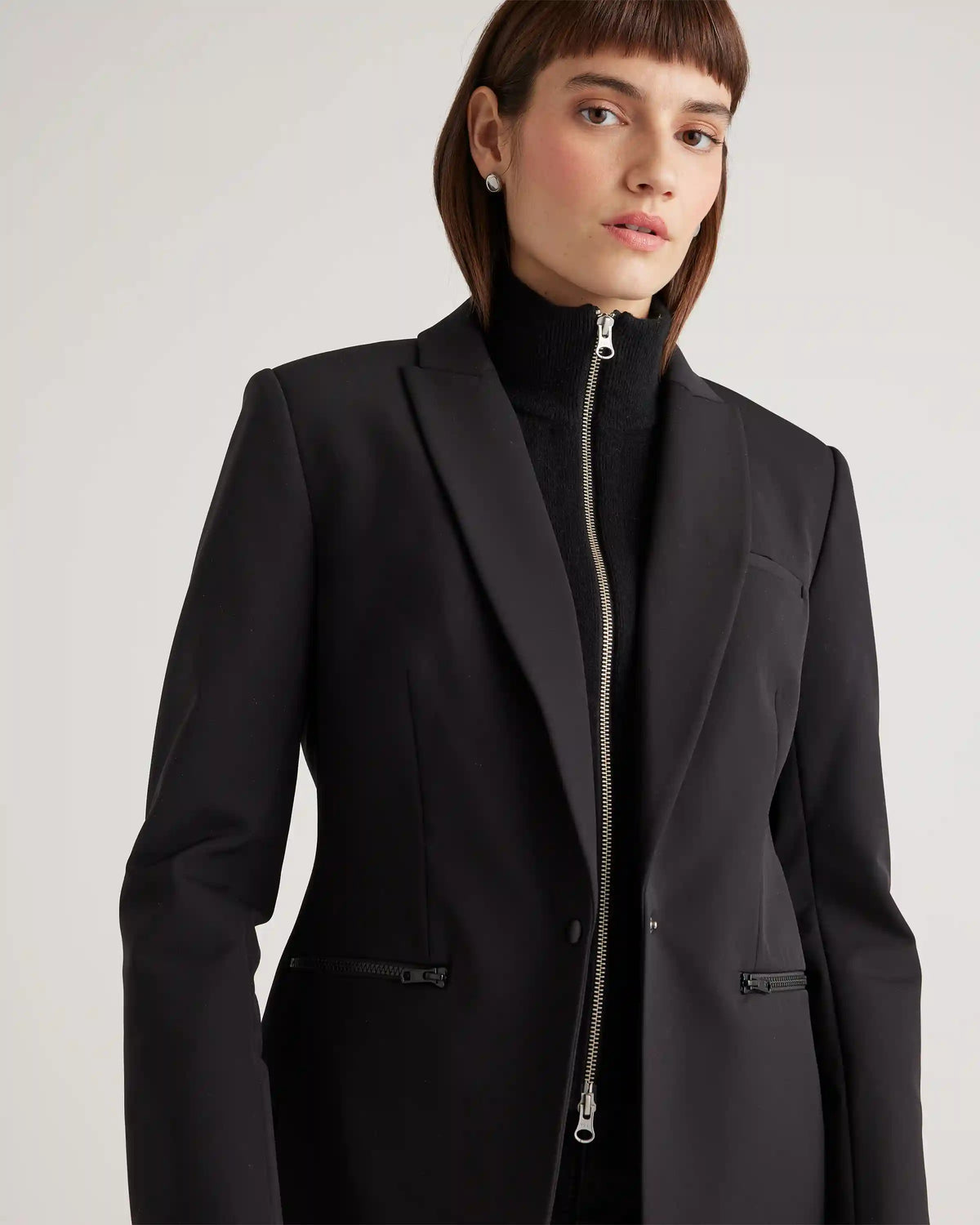 100% Mongolian Cashmere Ribbed Collar Blazer Insert