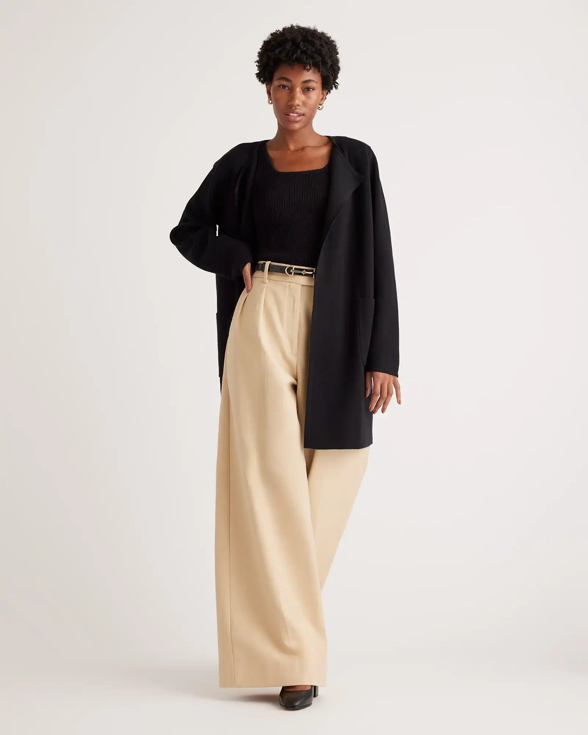 100% Organic Cotton Knit Collarless Coat