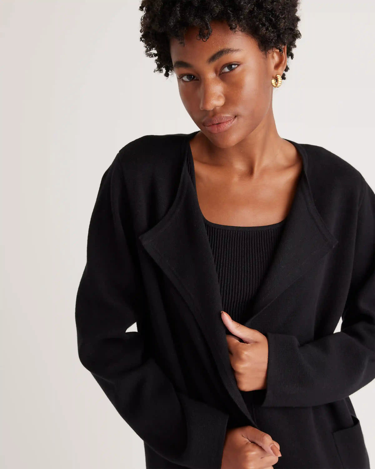 100% Organic Cotton Knit Collarless Coat