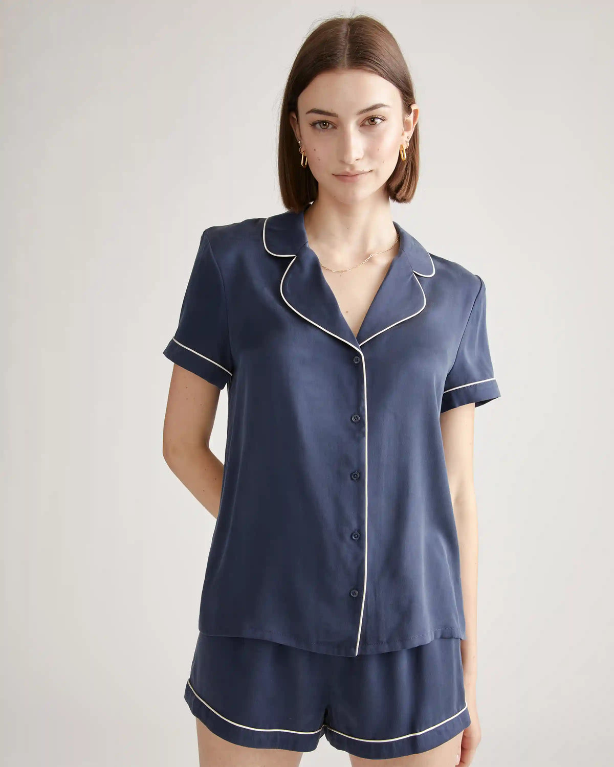 100% Washable Silk Pajama Short with Piping