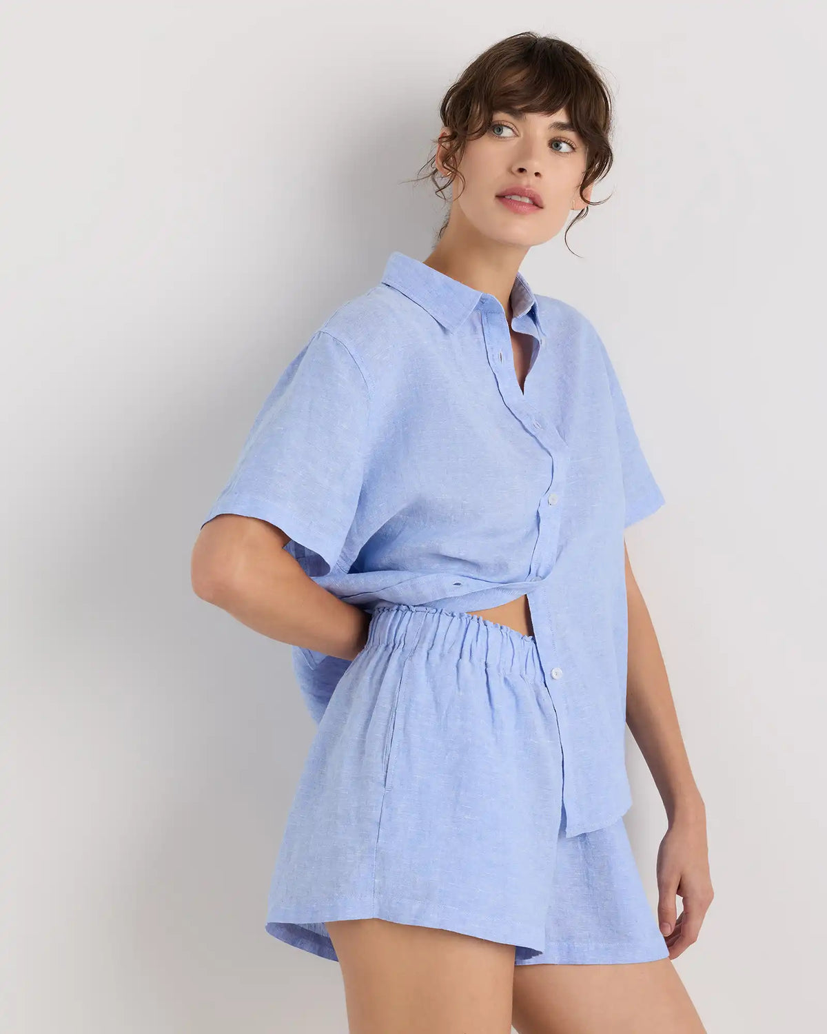100% European Linen Shorts Pajama Set