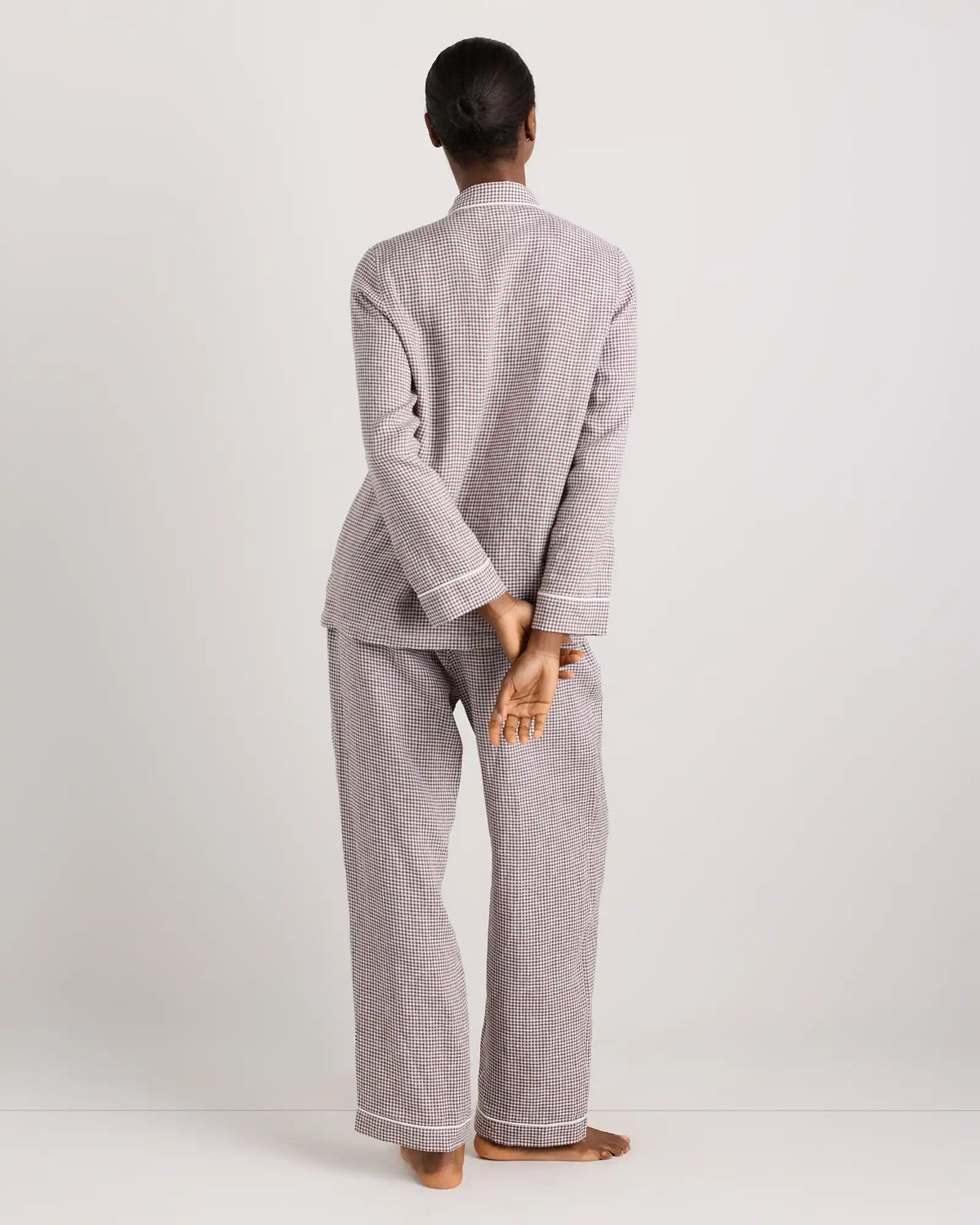 100% European Linen Long Sleeve Pajama Set with Piping