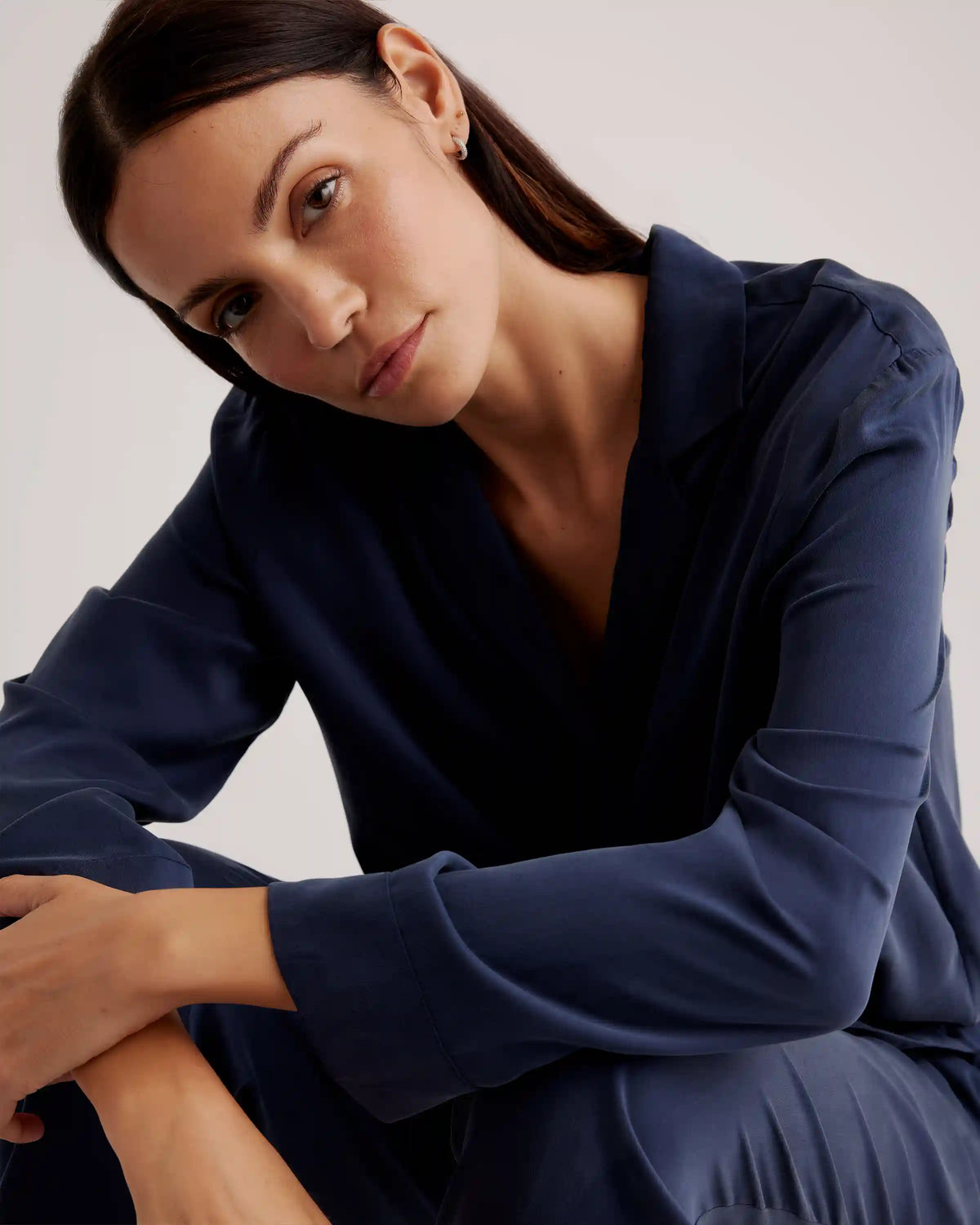 100% Washable Silk Pajama Long Sleeve Top