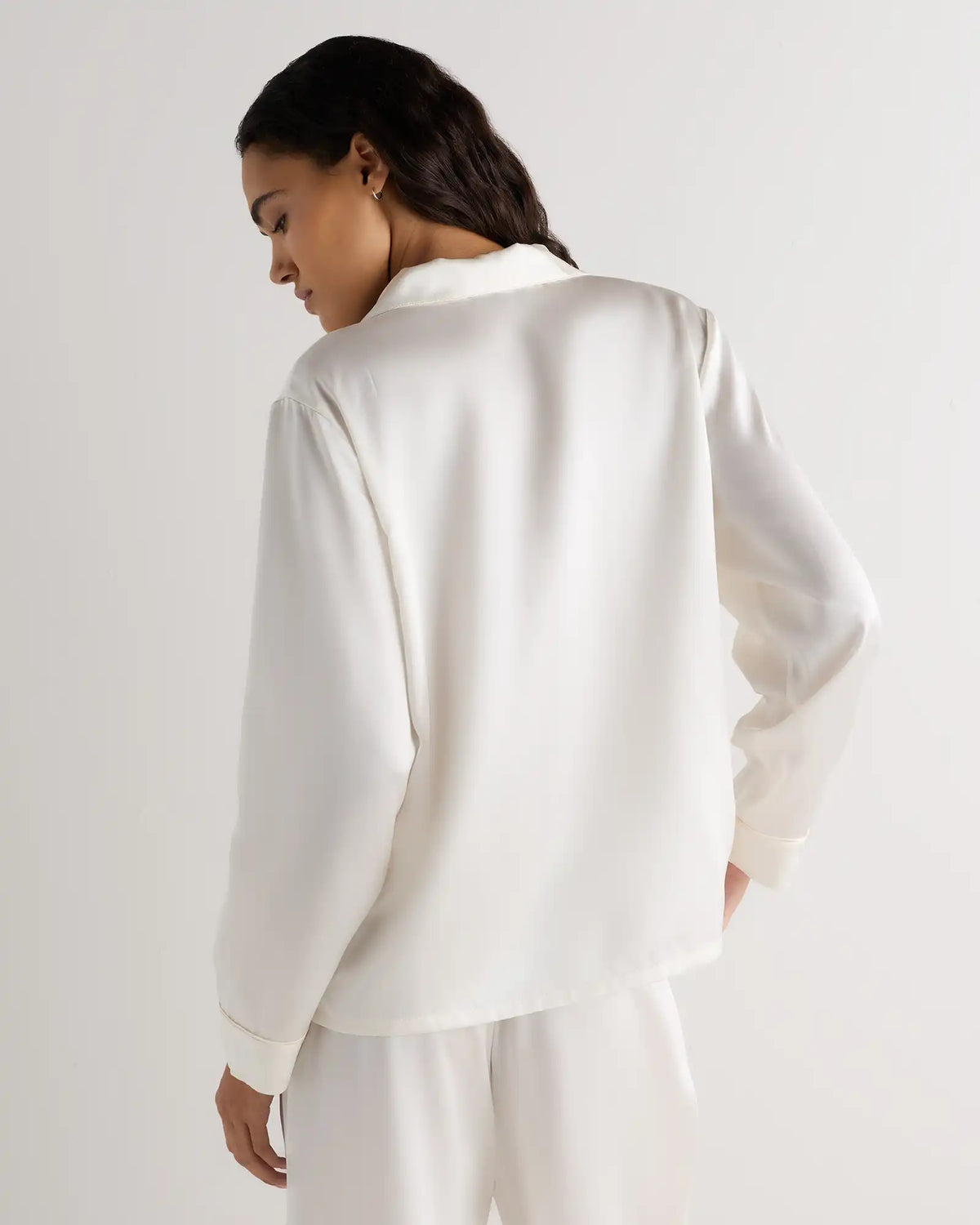 100% Washable Silk Satin Pajama Long Sleeve Top