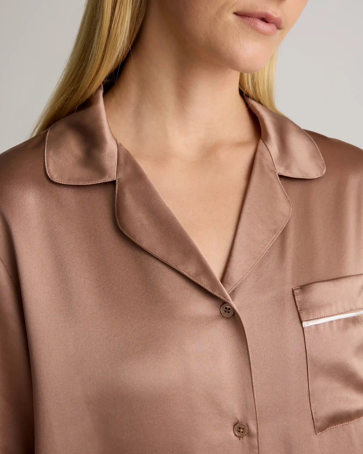 100% Washable Silk Satin Pajama Long Sleeve Top