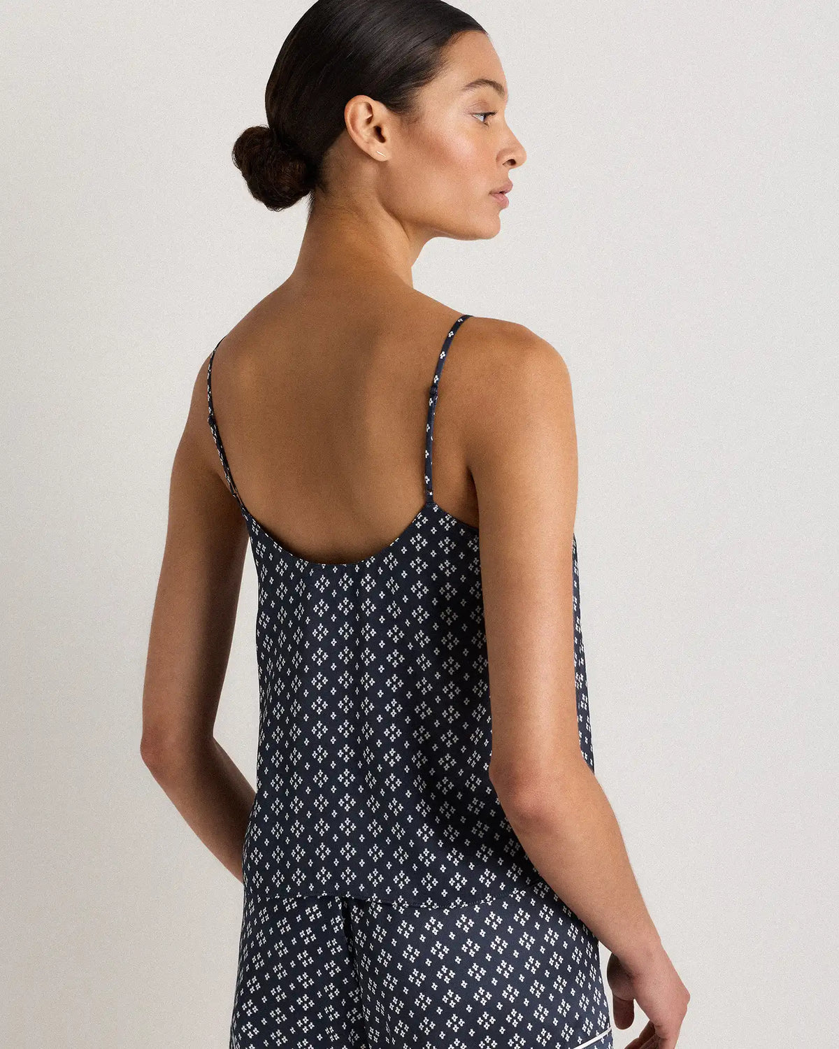 100% Washable Silk Satin Lace Cami Pajama Top