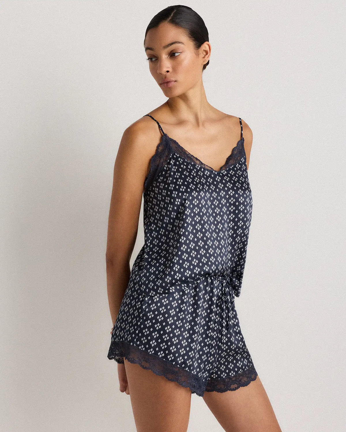 100% Washable Silk Satin Lace Pajama Shorts
