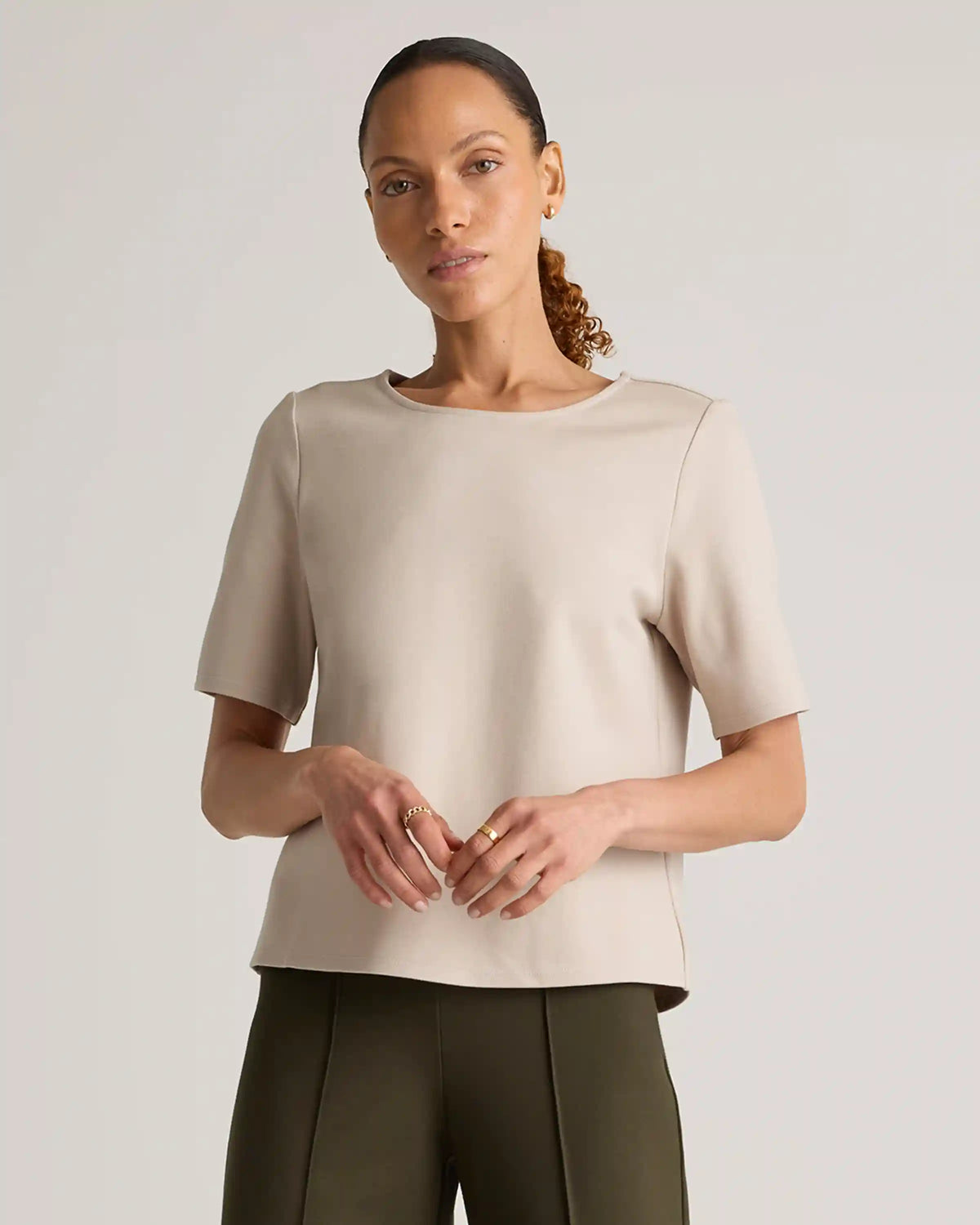 Ultra-Stretch Ponte Short Sleeve Top