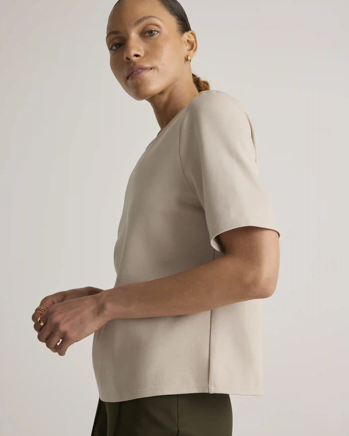 Ultra-Stretch Ponte Short Sleeve Top