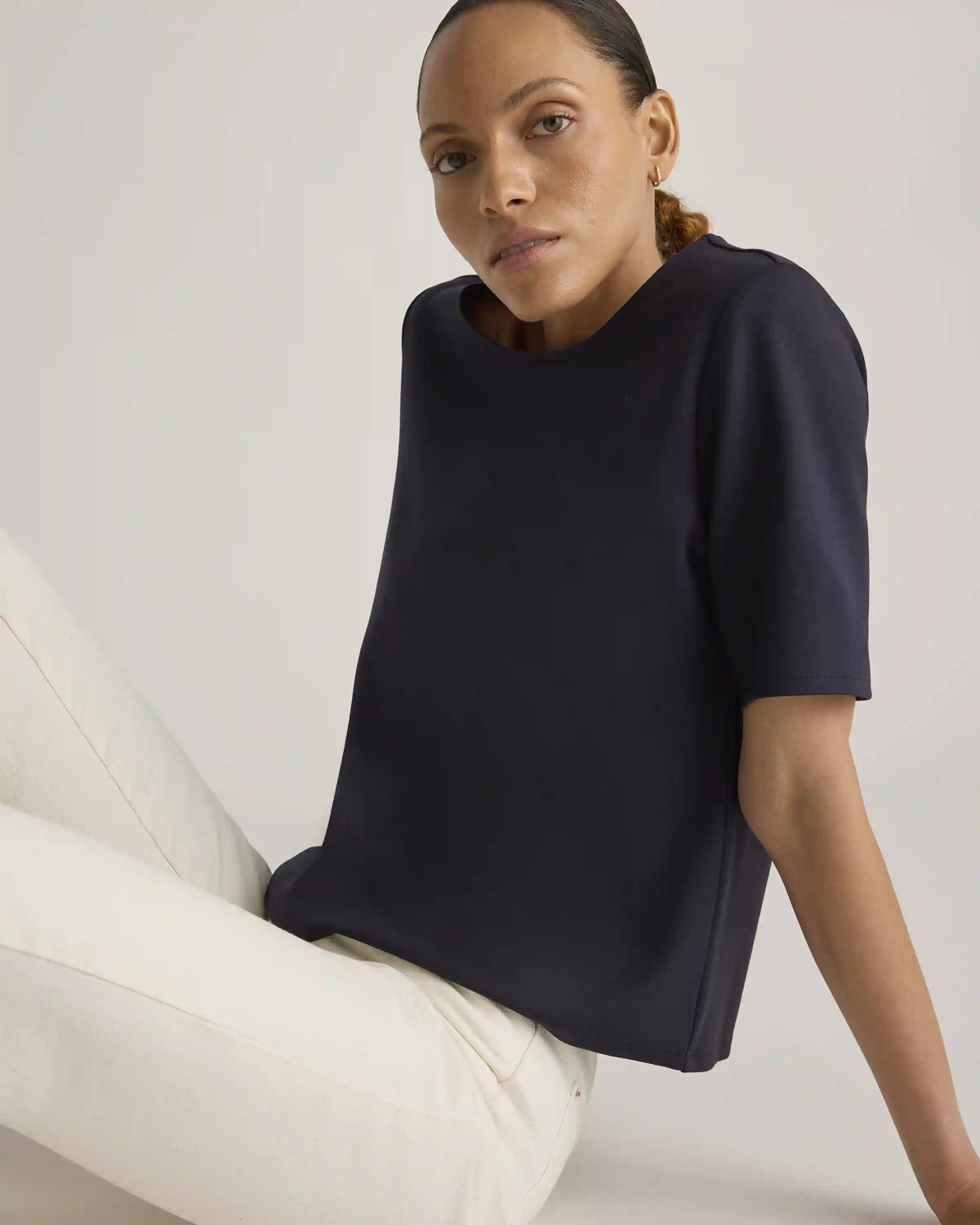 Ultra-Stretch Ponte Short Sleeve Top