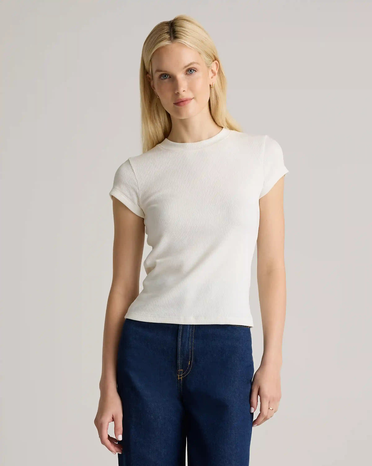 Organic Cotton Micro-Rib Crewneck Tee