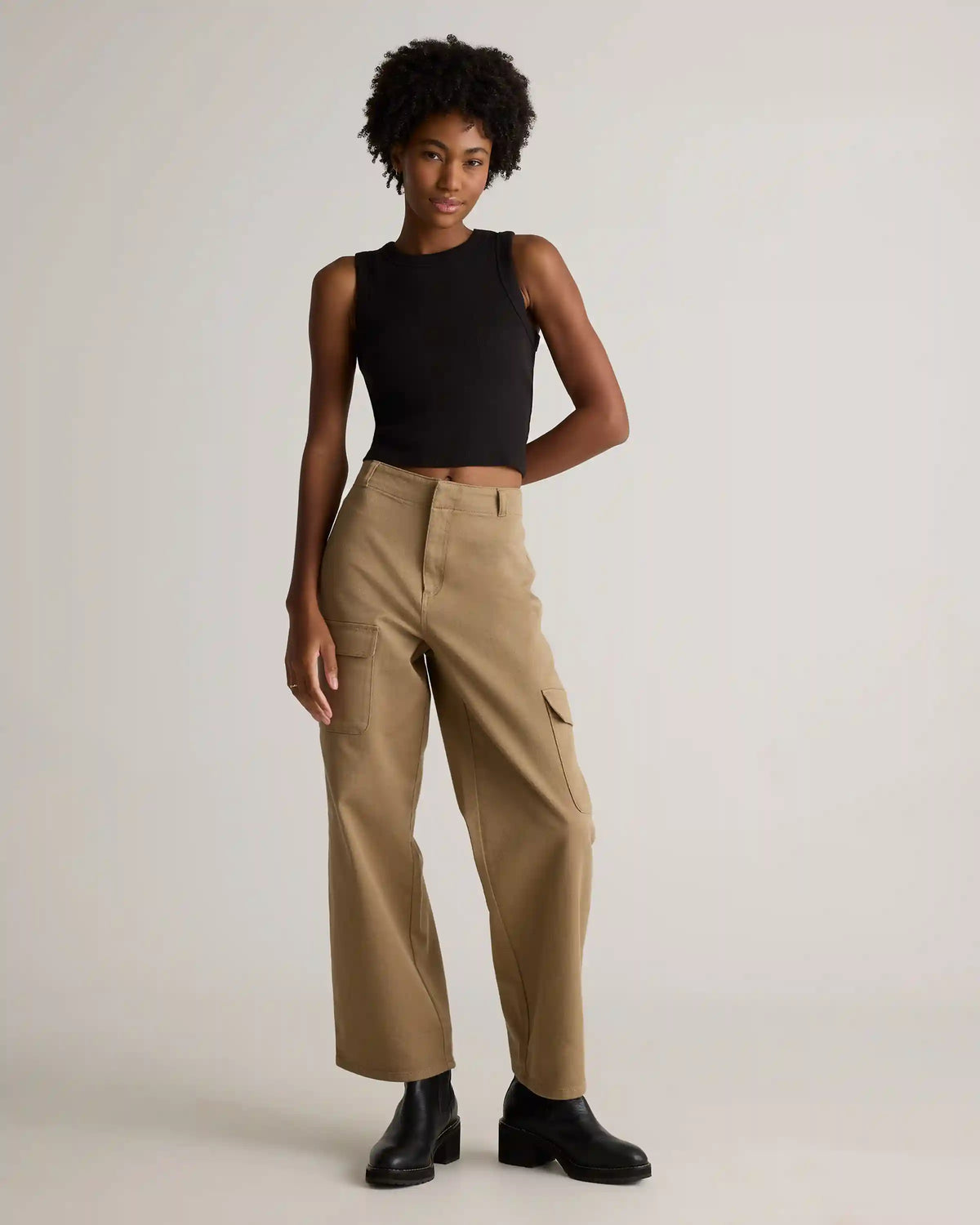 Organic Cotton Micro-Rib Cropped Cutaway Tank