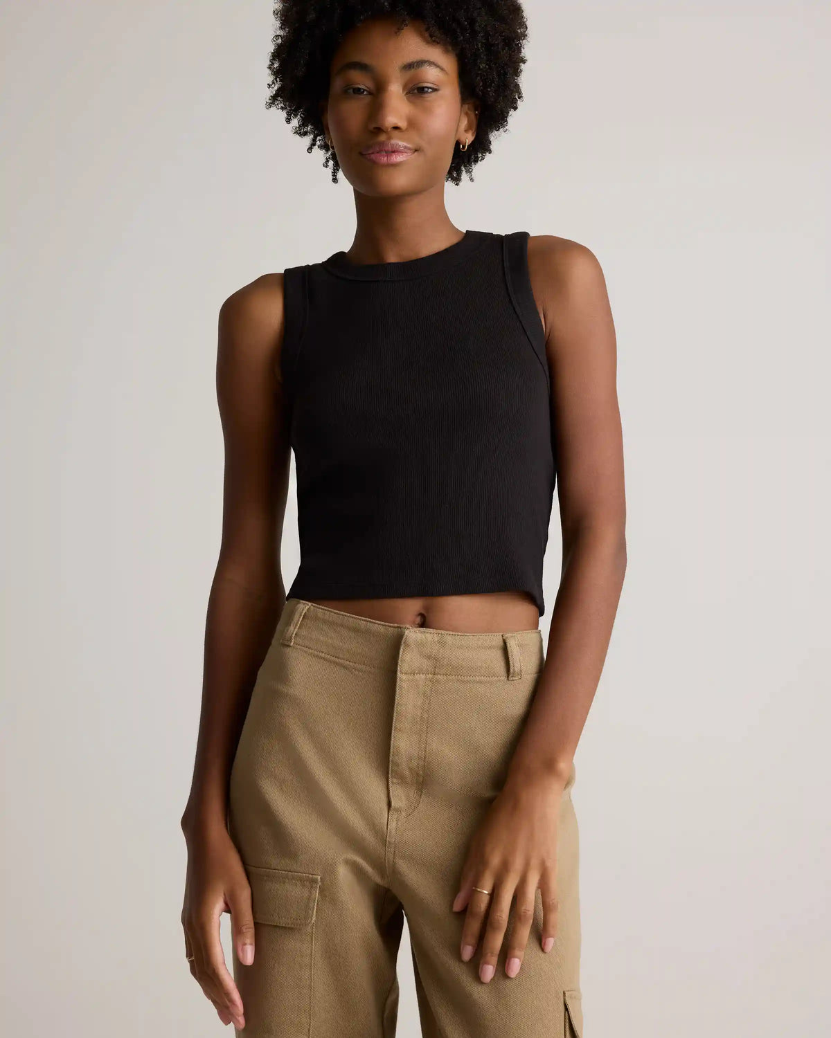 Organic Cotton Micro-Rib Cropped Cutaway Tank