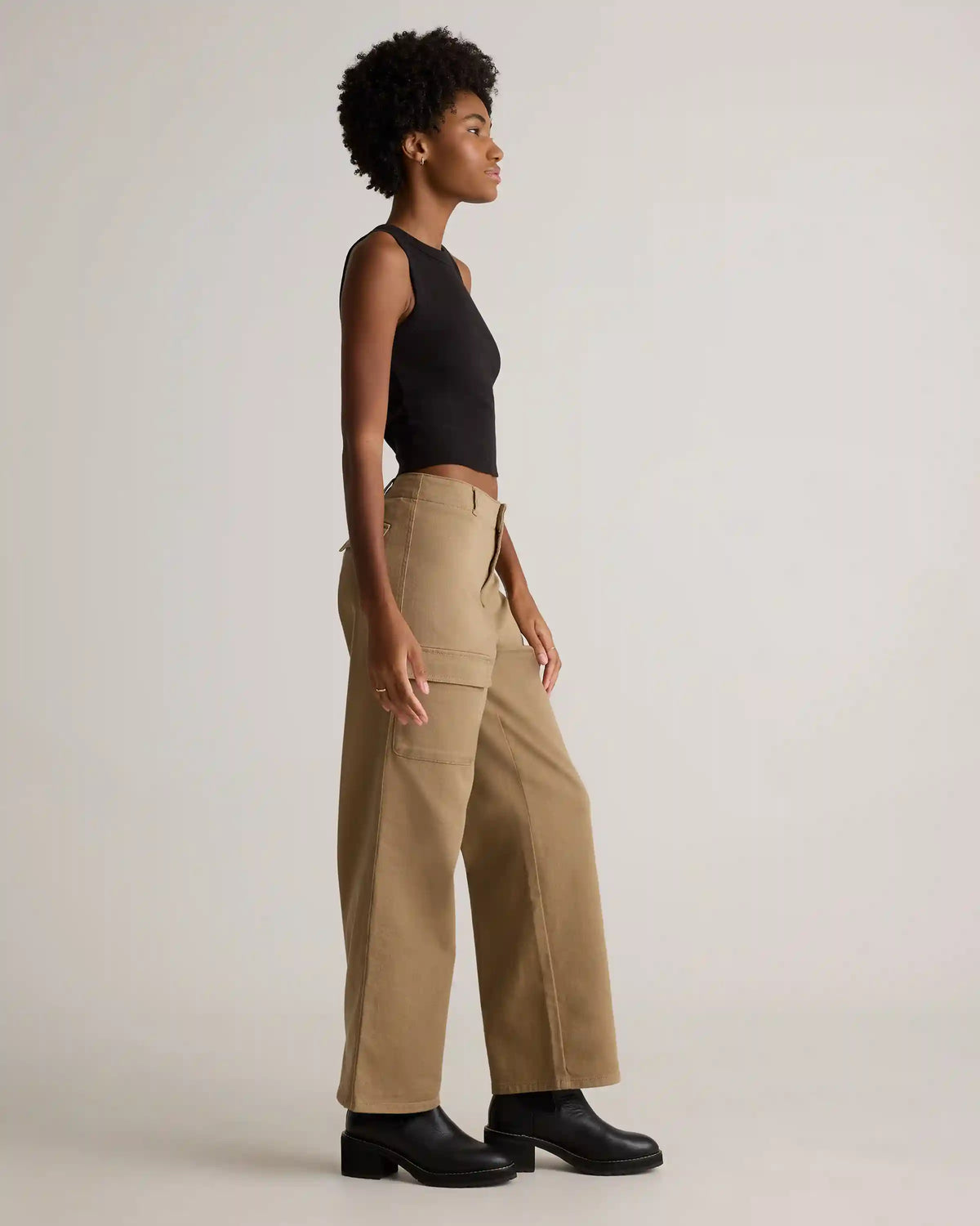 Organic Cotton Micro-Rib Cropped Cutaway Tank