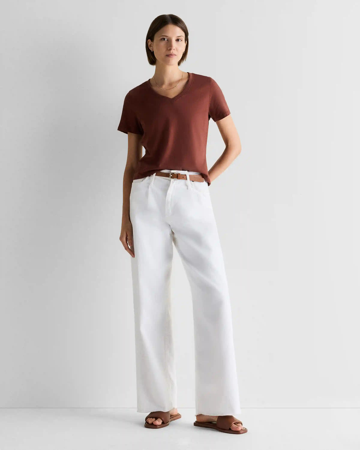 100% Organic Cotton Boxy V-Neck Tee