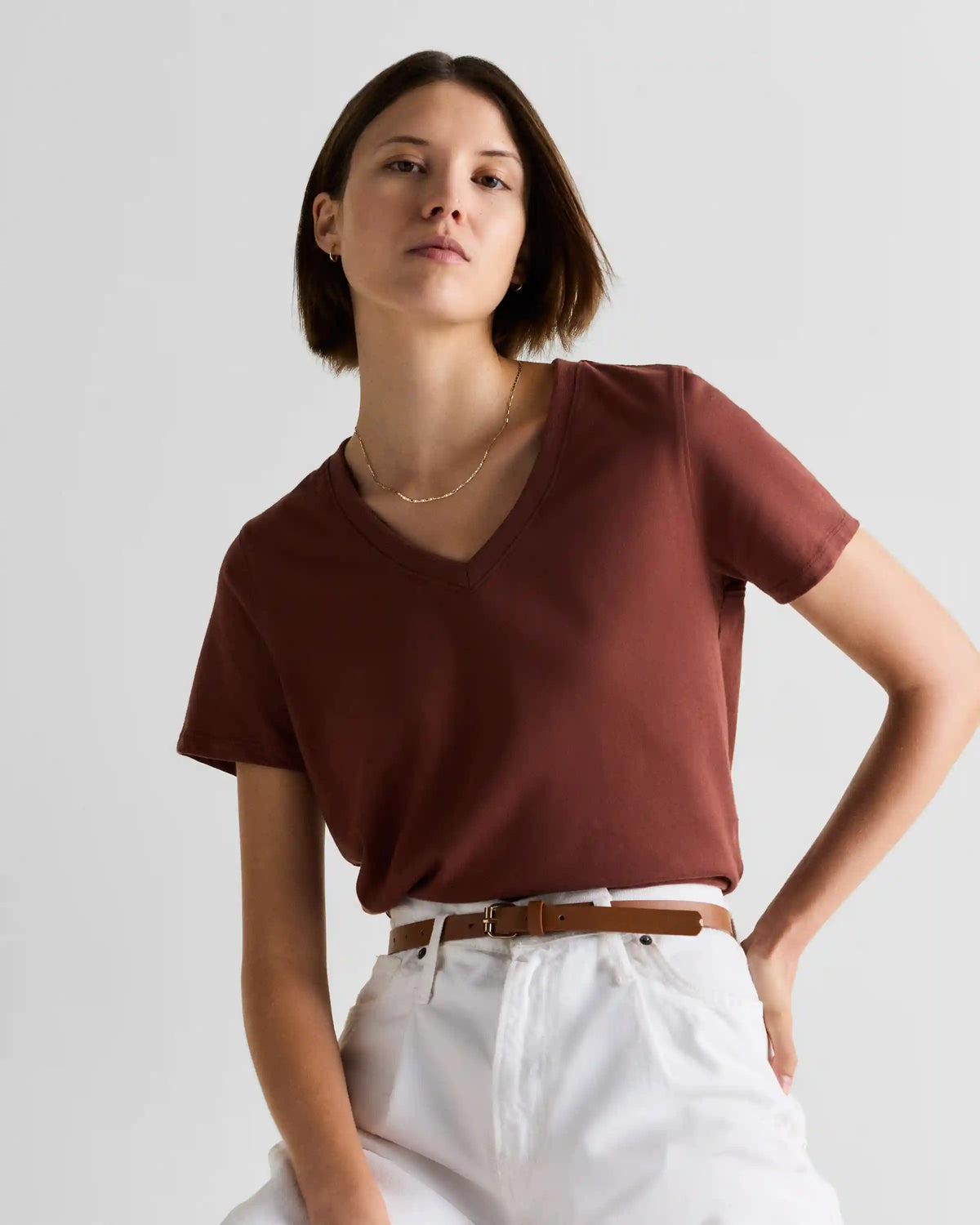 100% Organic Cotton Boxy V-Neck Tee