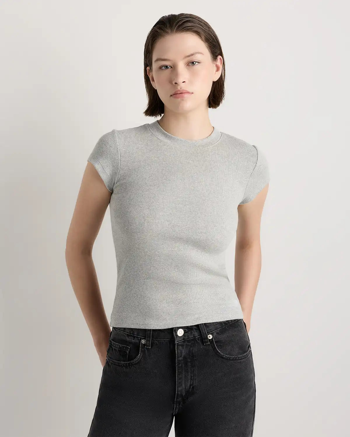 Organic Cotton Micro-Rib Crewneck Tee