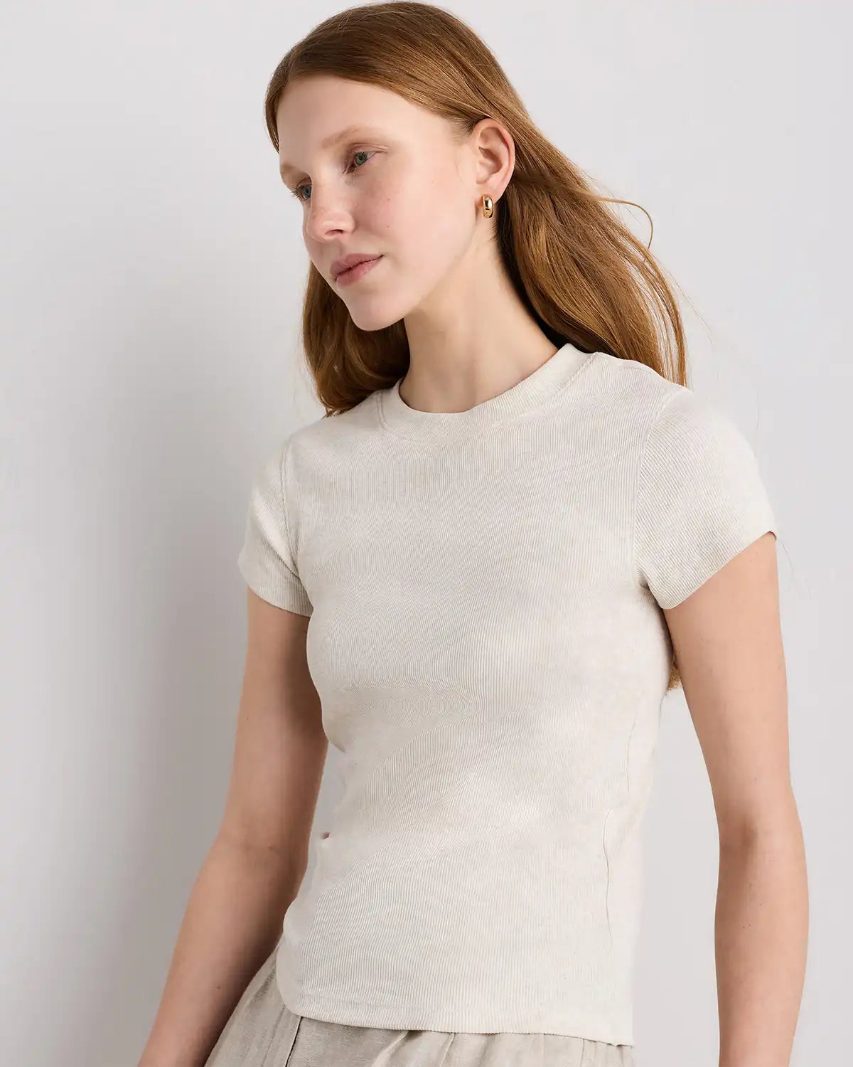 Organic Cotton Micro-Rib Crewneck Tee