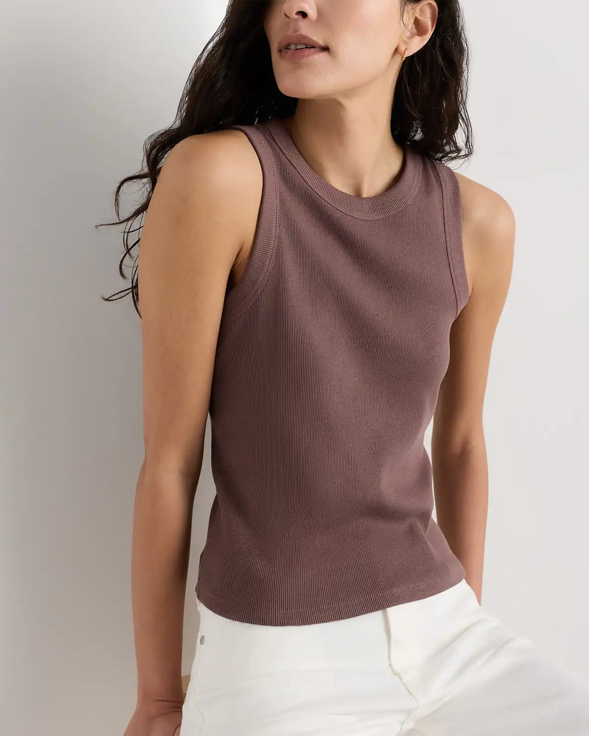 Organic Cotton Micro-Rib Cropped Cutaway Tank