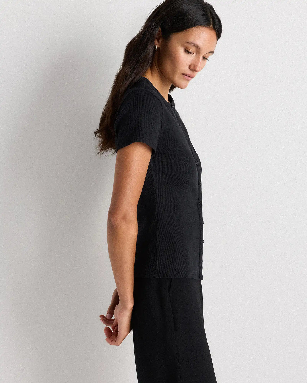Organic Cotton Micro-Rib Button Tee