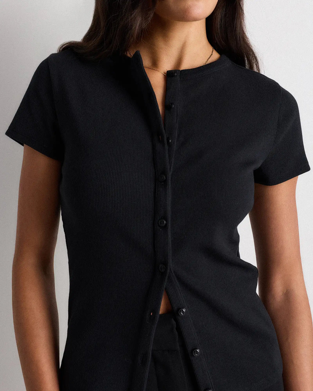 Organic Cotton Micro-Rib Button Tee