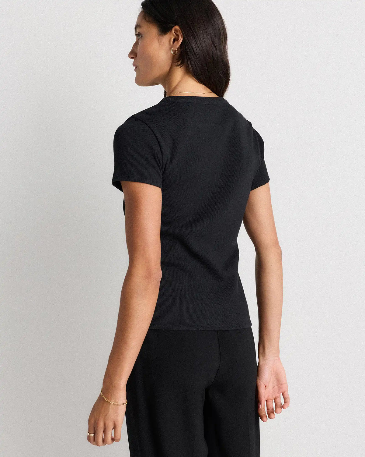Organic Cotton Micro-Rib Button Tee