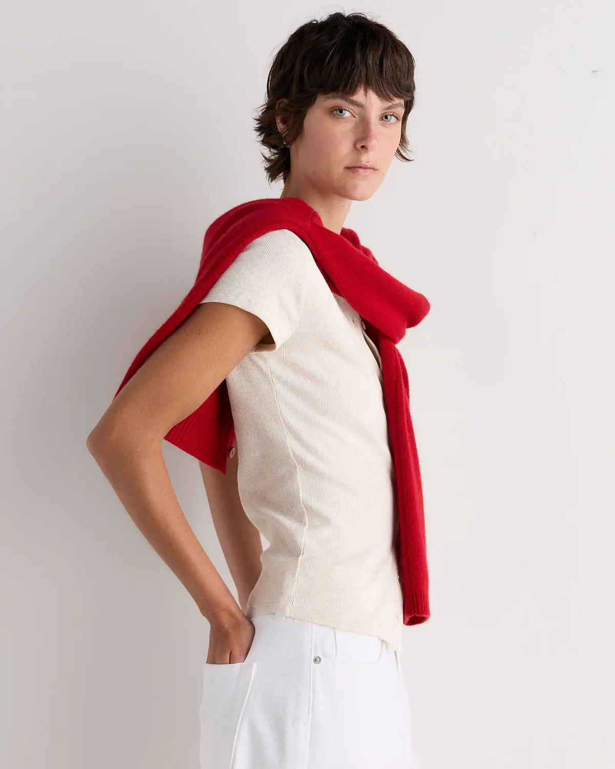 Organic Cotton Micro-Rib Button Tee