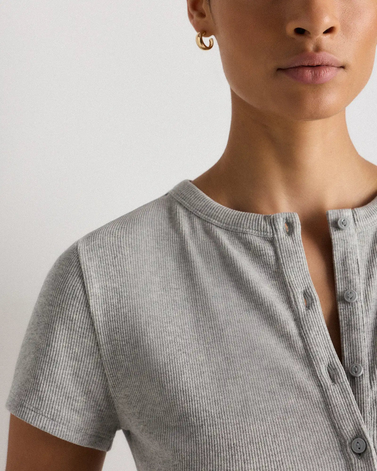 Organic Cotton Micro-Rib Button Tee
