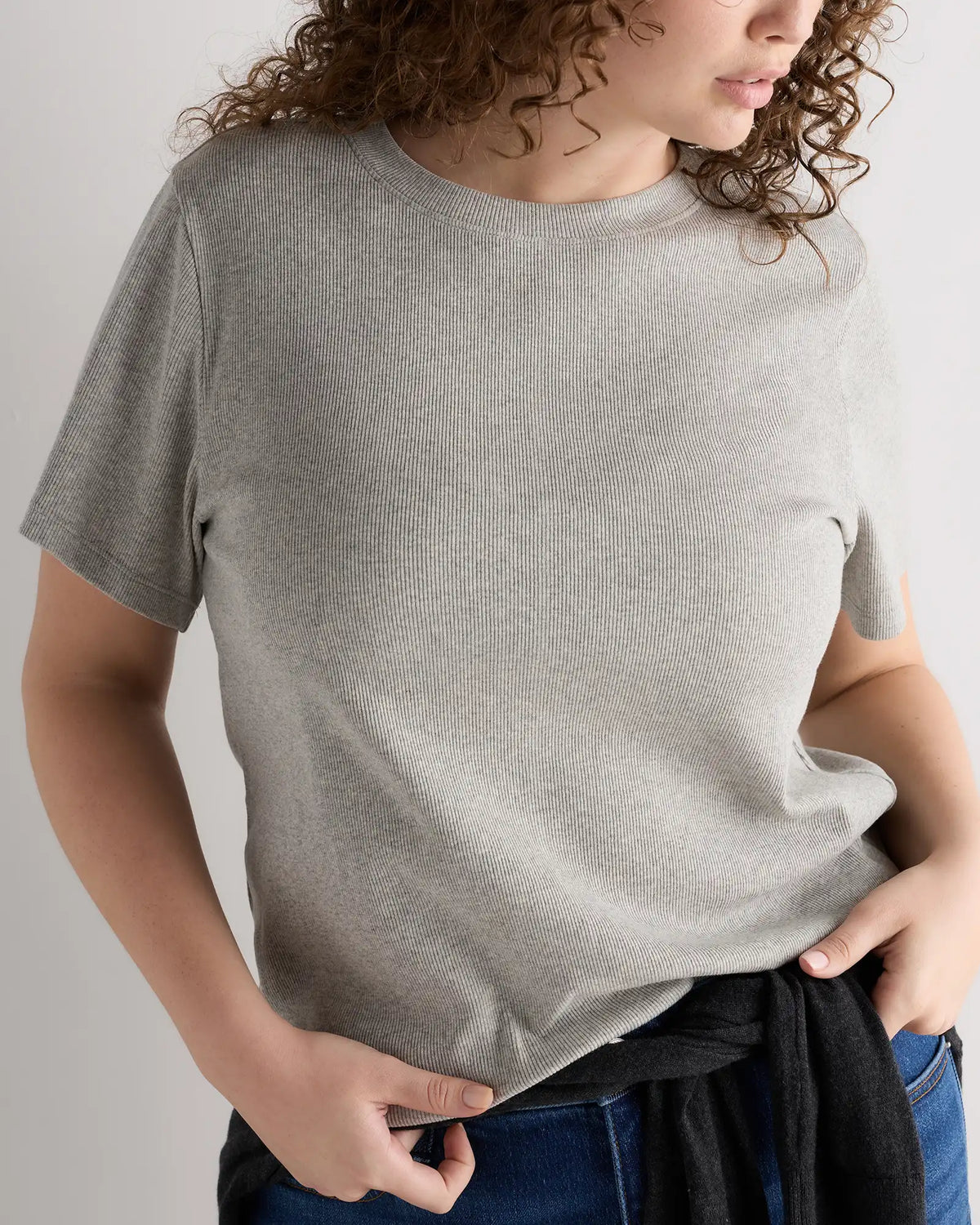 Organic Cotton Micro-Rib Crewneck Tee