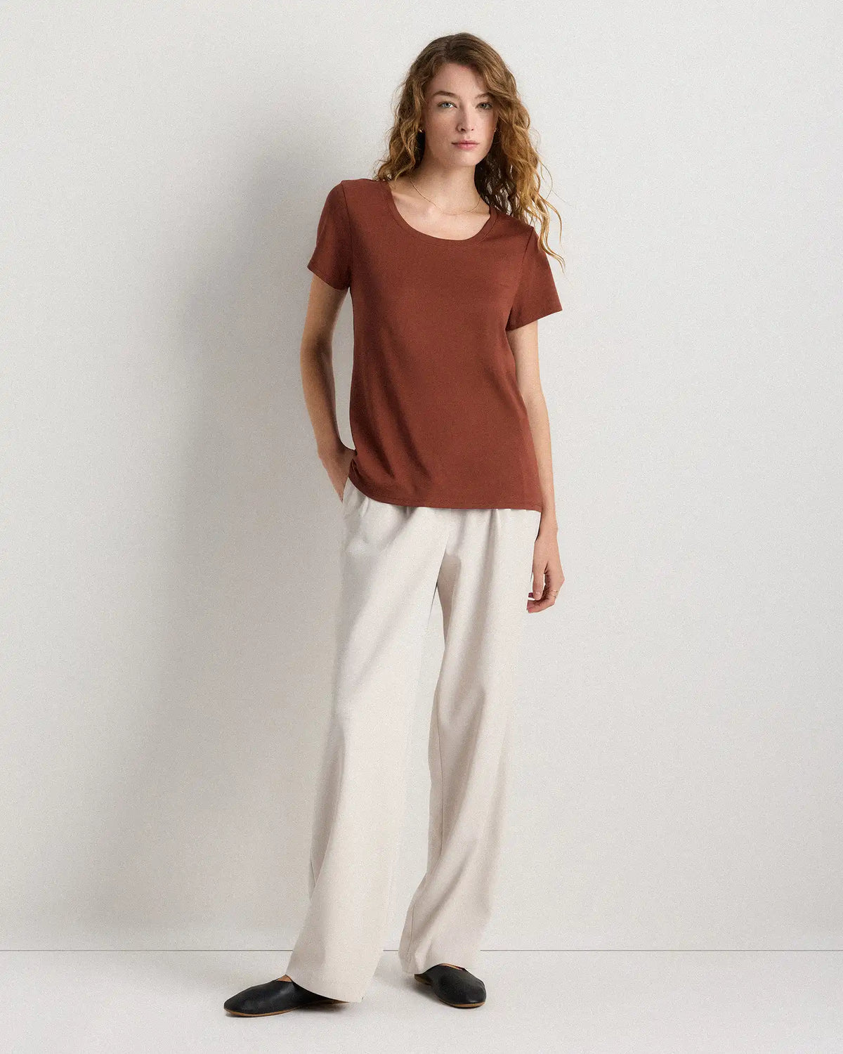 Cotton Modal Scoop Neck Tee