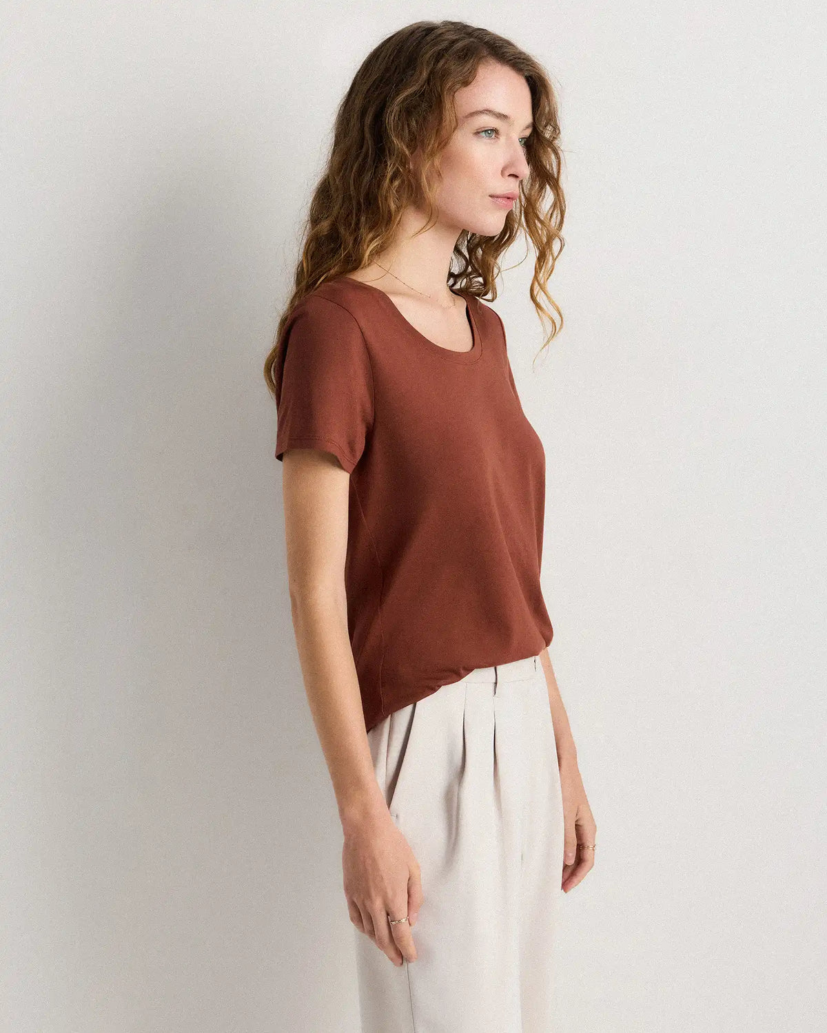 Cotton Modal Scoop Neck Tee