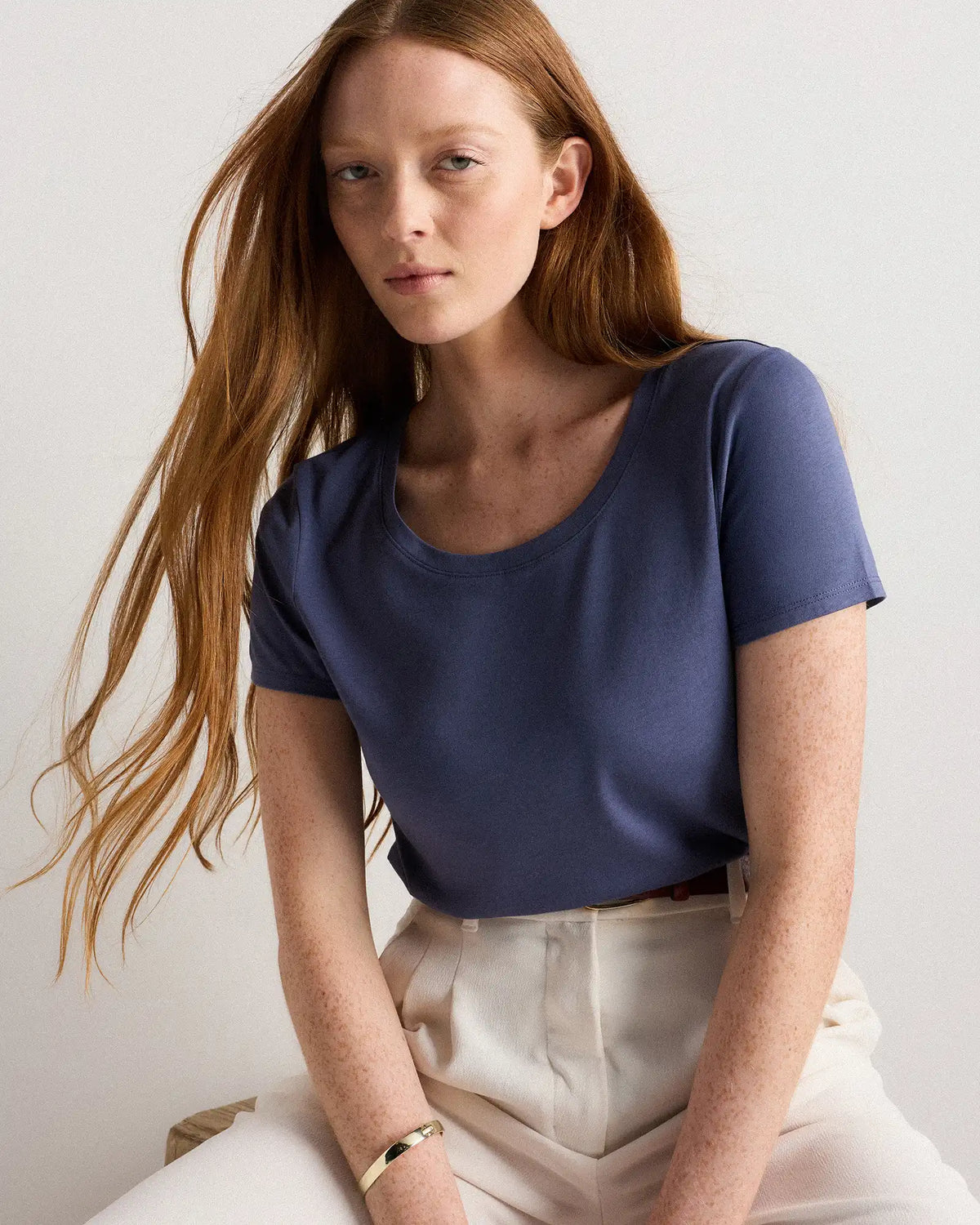 Cotton Modal Scoop Neck Tee