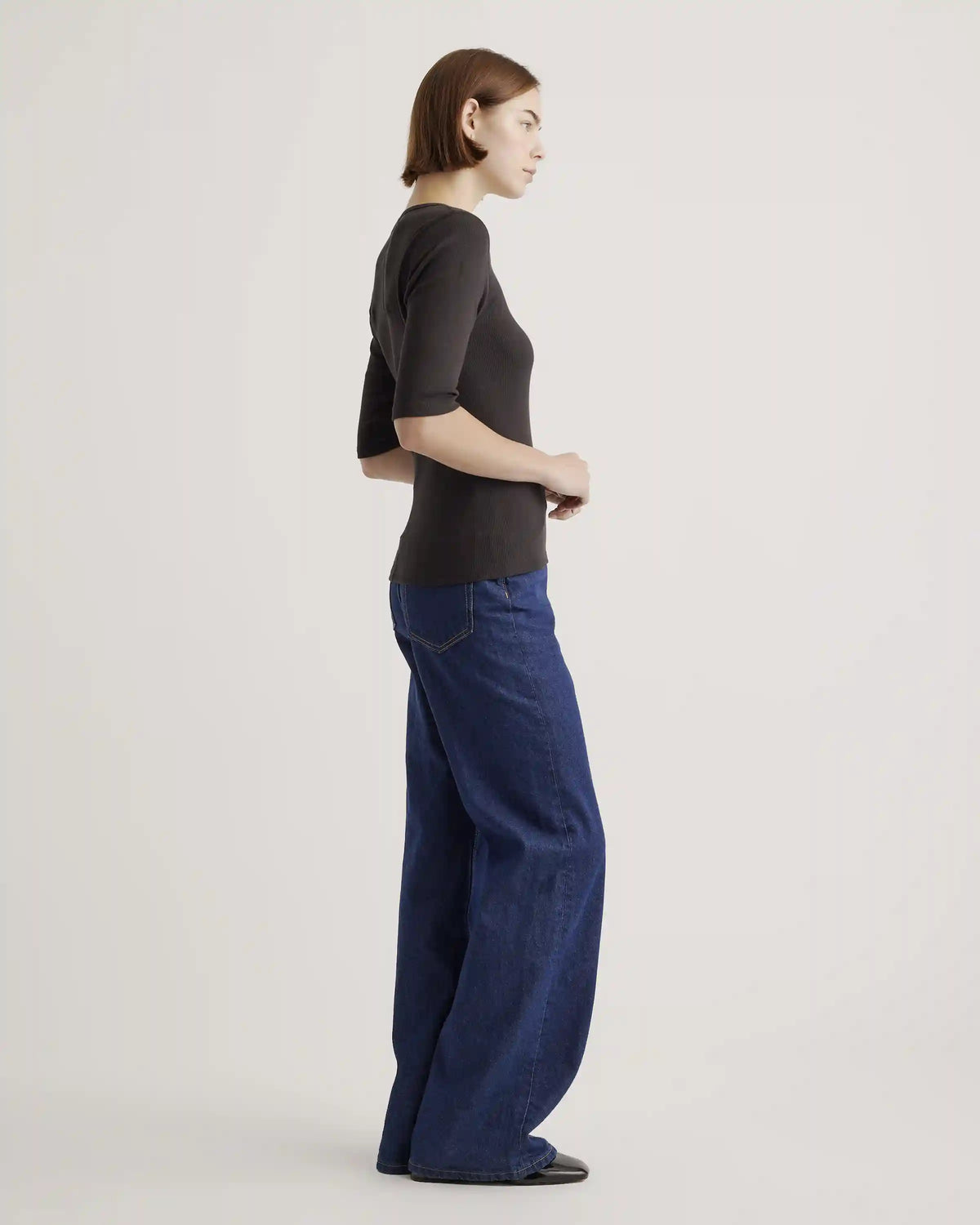 Organic Cotton Micro-Rib Elbow Sleeve Tee