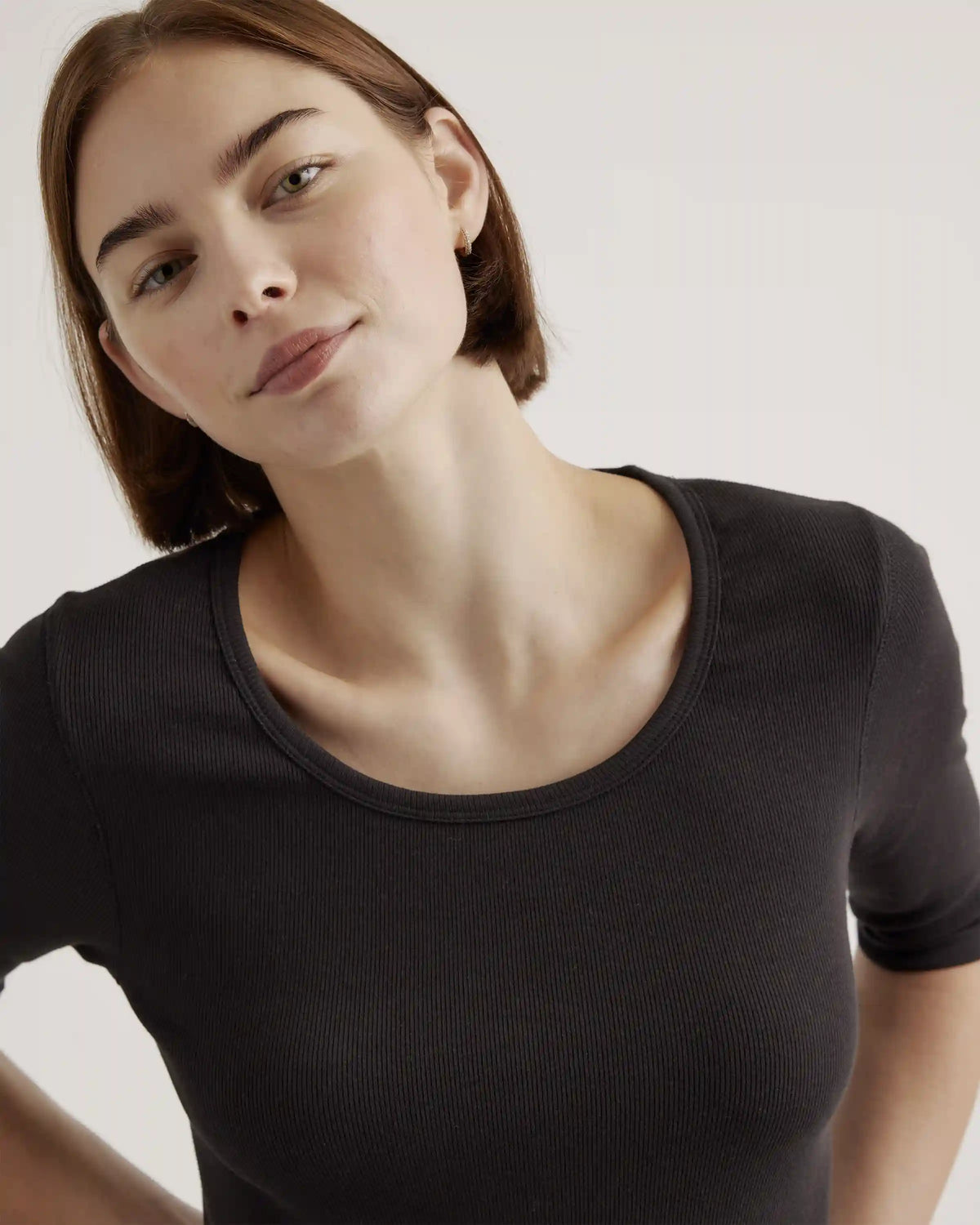 Organic Cotton Micro-Rib Elbow Sleeve Tee
