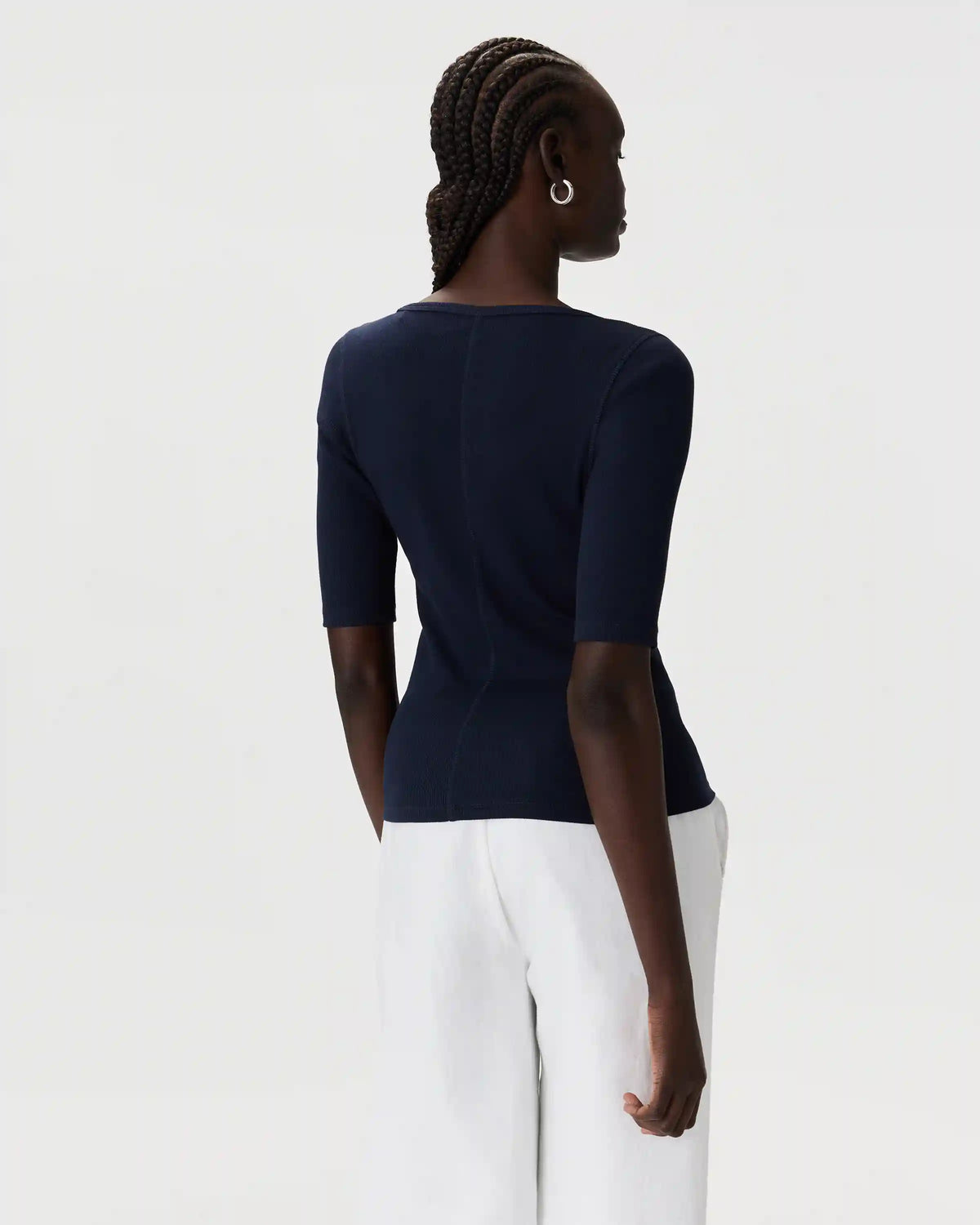 Organic Cotton Micro-Rib Elbow Sleeve Tee