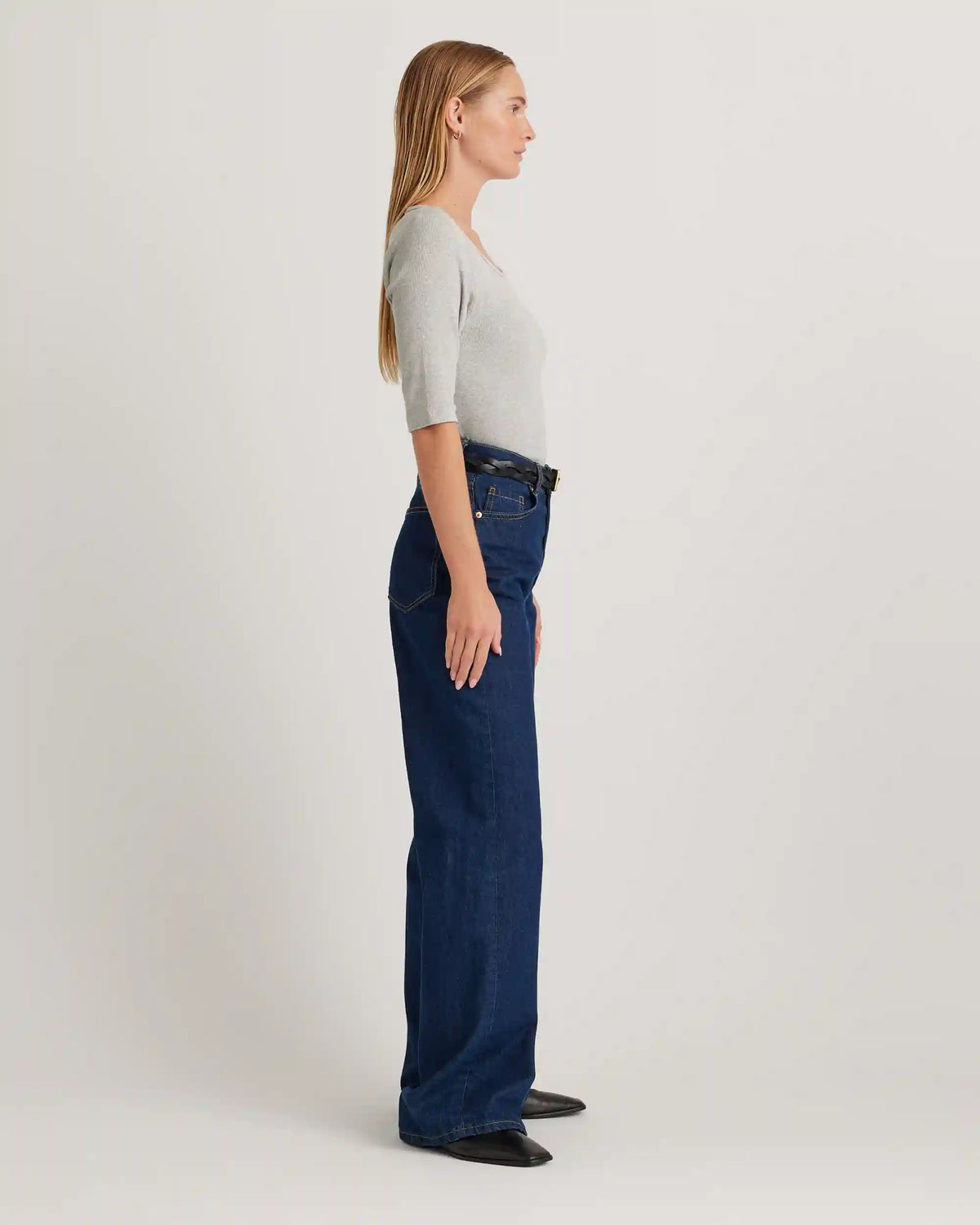 Organic Cotton Micro-Rib Elbow Sleeve Tee