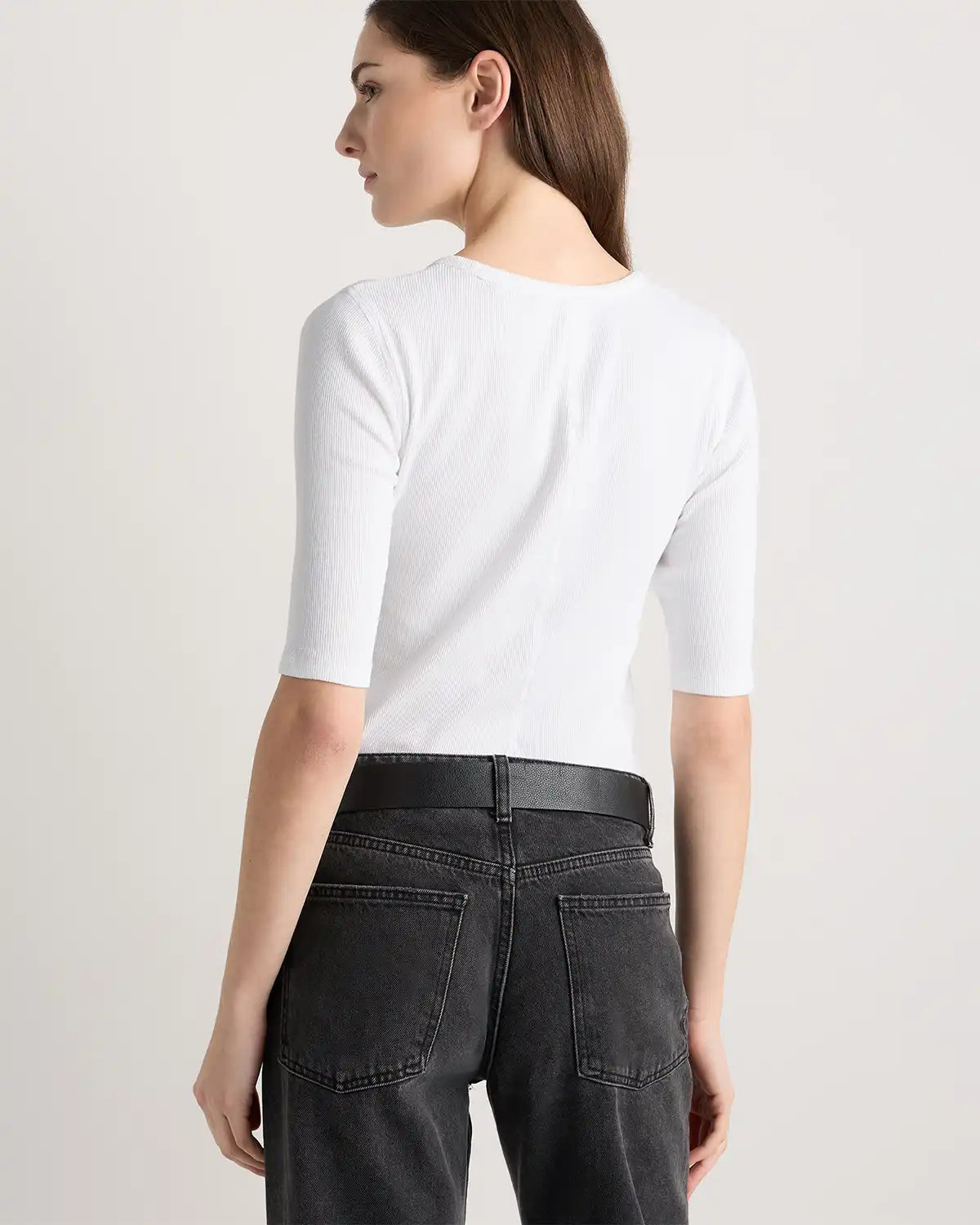 Organic Cotton Micro-Rib Elbow Sleeve Tee