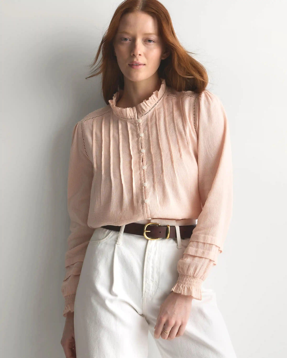 Organic Textured Cotton Peasant Blouse