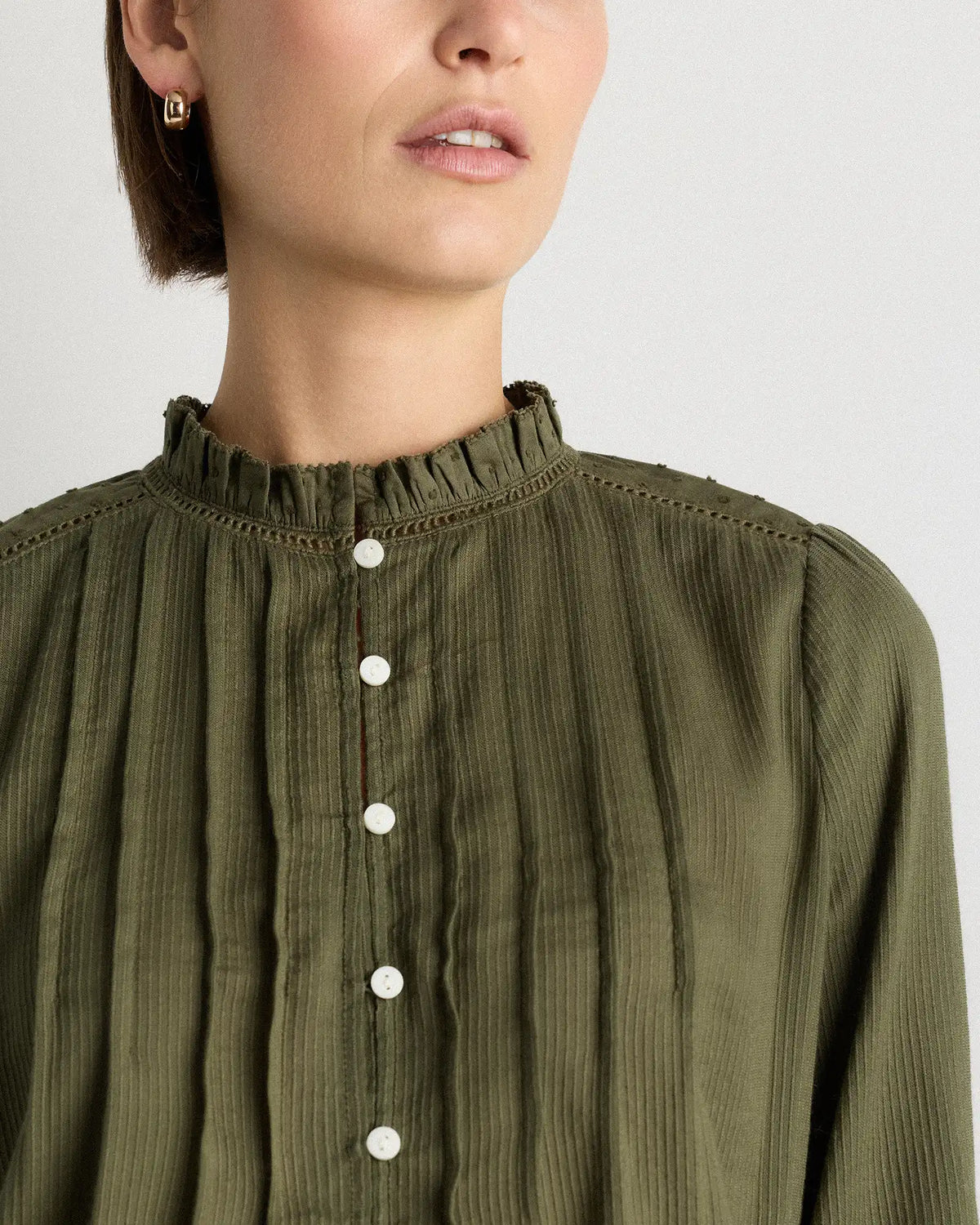 Organic Textured Cotton Peasant Blouse