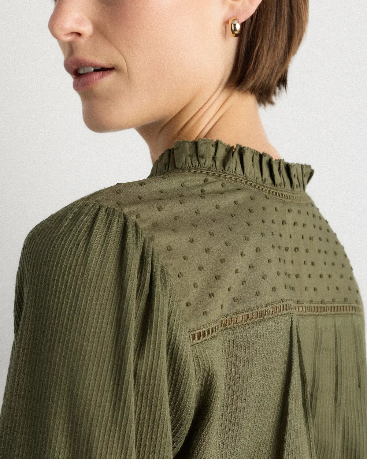 Organic Textured Cotton Peasant Blouse