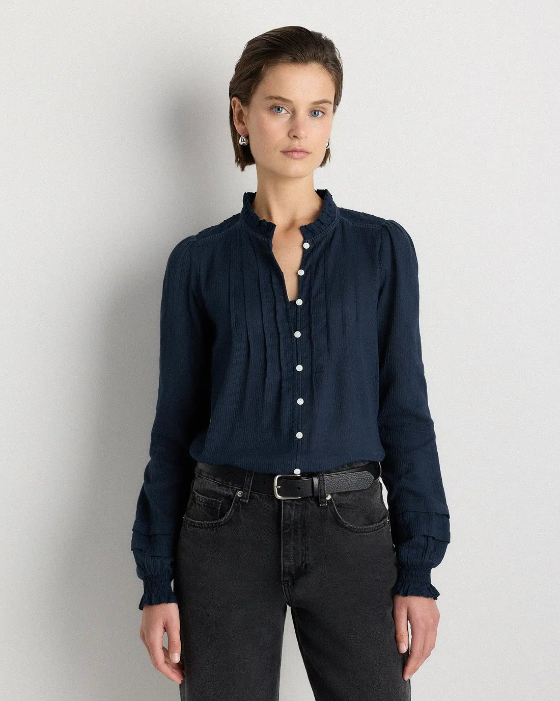 Organic Textured Cotton Peasant Blouse