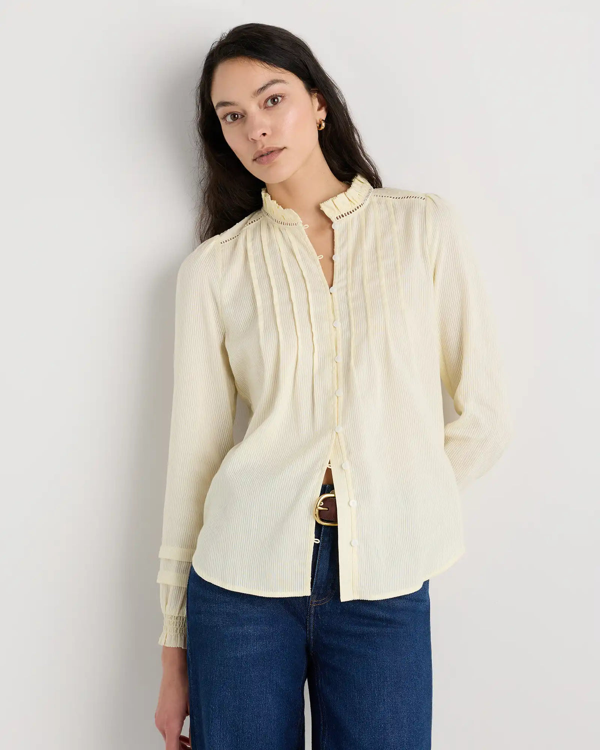 Organic Textured Cotton Peasant Blouse