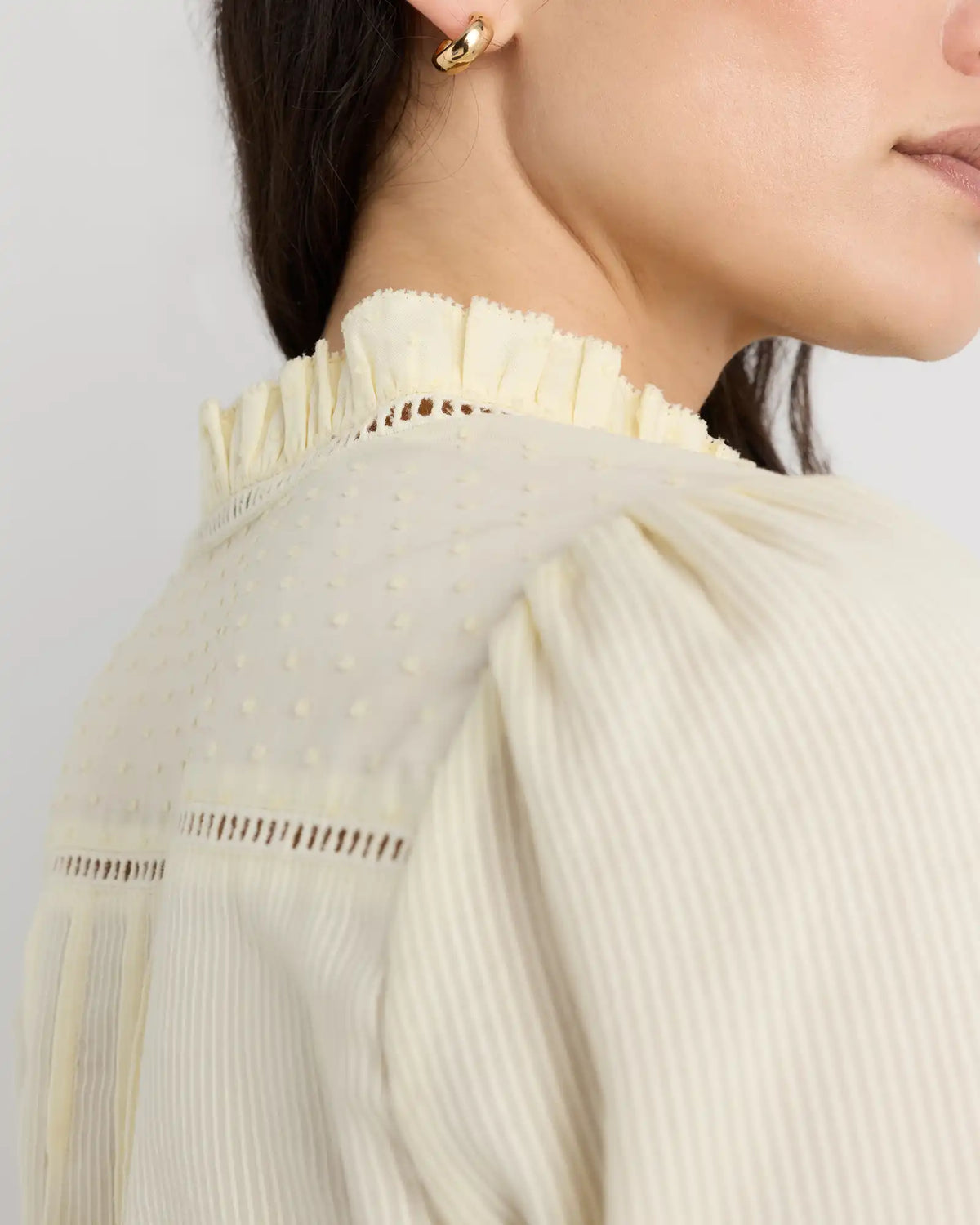 Organic Textured Cotton Peasant Blouse