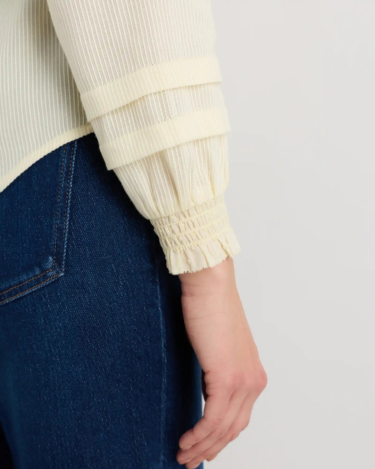 Organic Textured Cotton Peasant Blouse