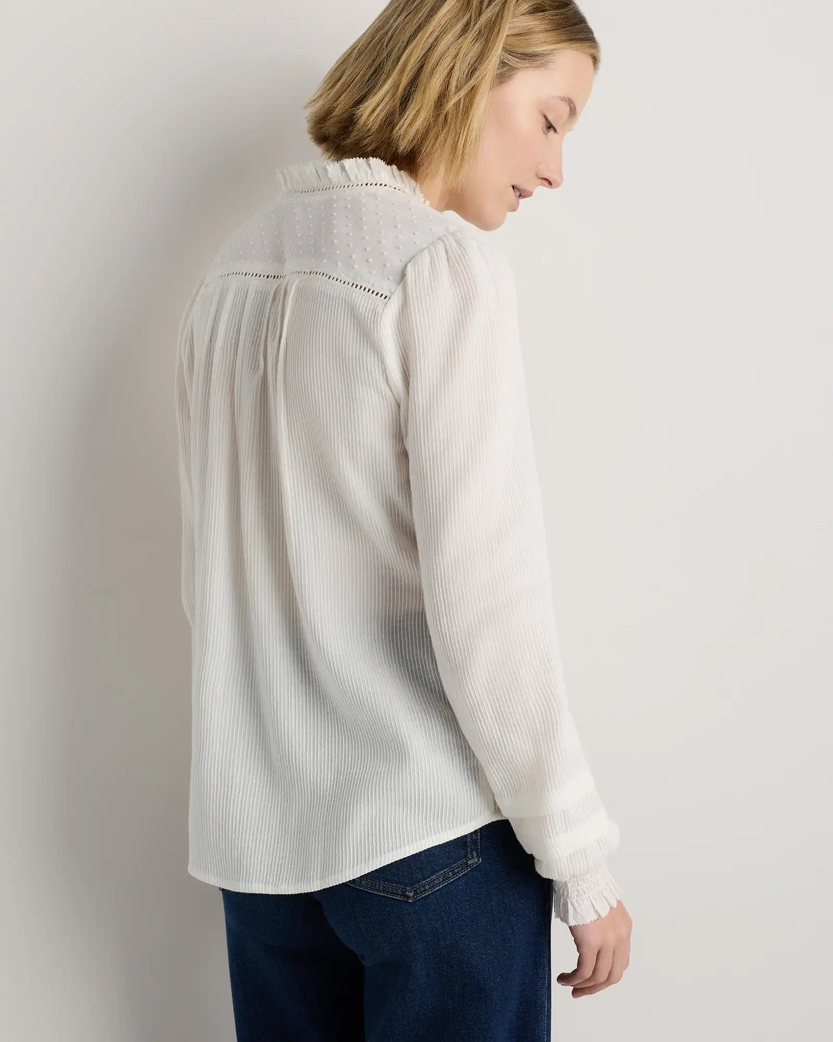 Organic Textured Cotton Peasant Blouse