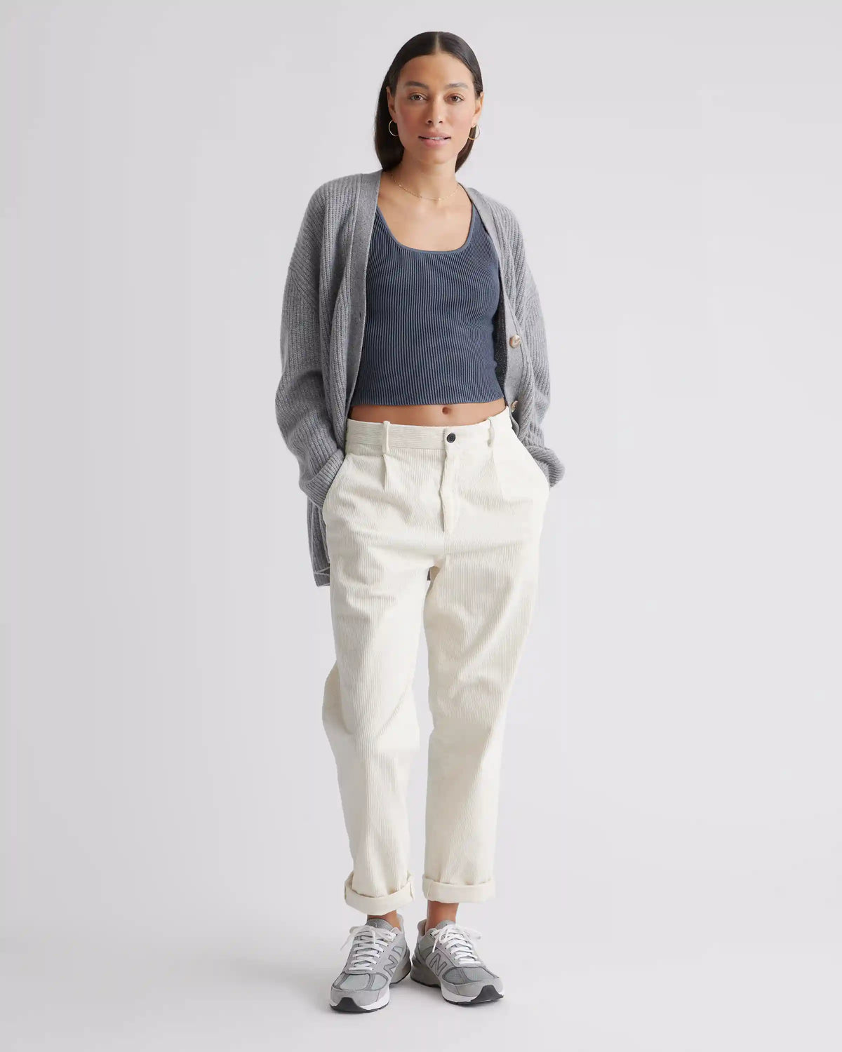 Cropped Square Neck Ribbed Knit Tank