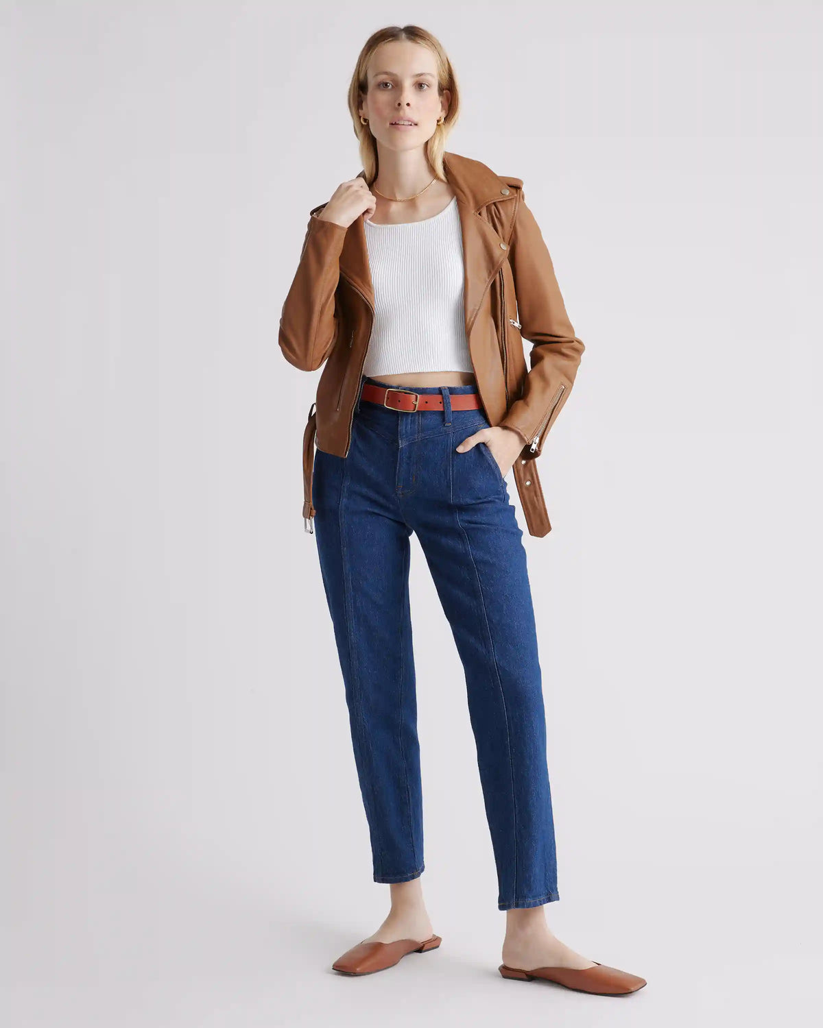 Cropped Square Neck Ribbed Knit Tank
