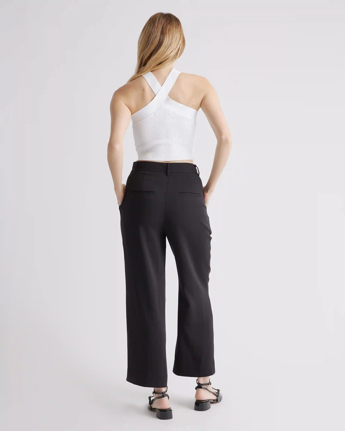 Cropped Halter Ribbed Knit Tank